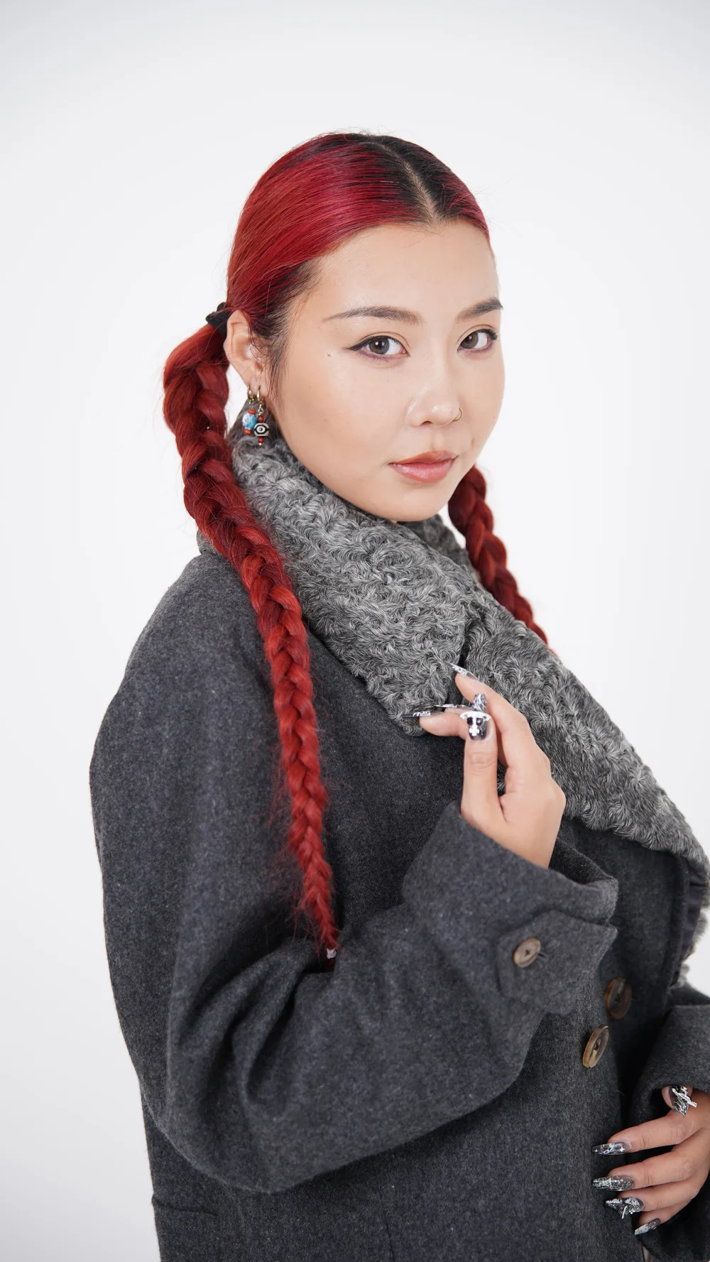 Burberry Grey Wool Coat with Fur Collar — Check It Vintage