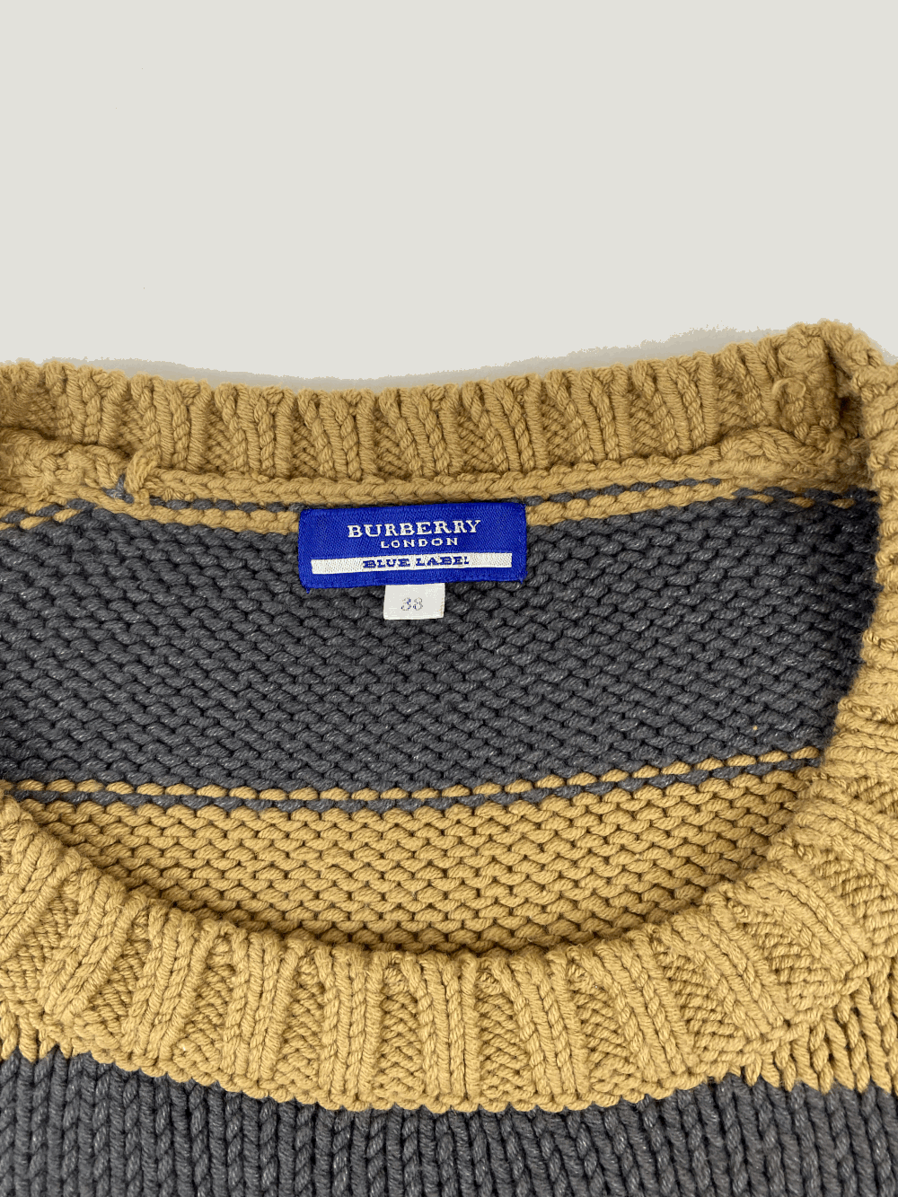 Vintage Burberry Blue Label Stripe Sweater With Front Detail — Check Vintage