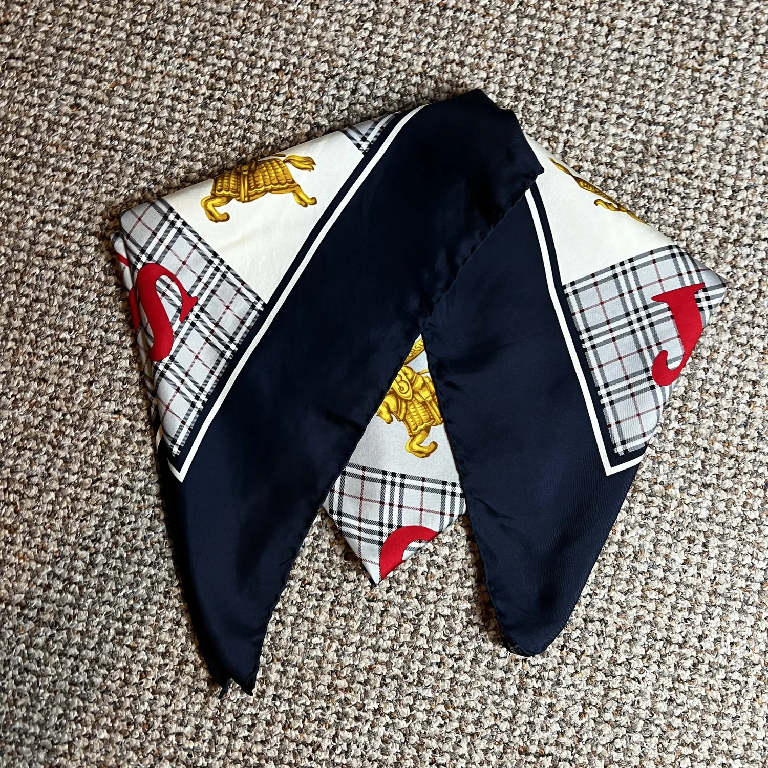 1996 Burberrys Silk Scarf 'Patchwork' — Check It Vintage