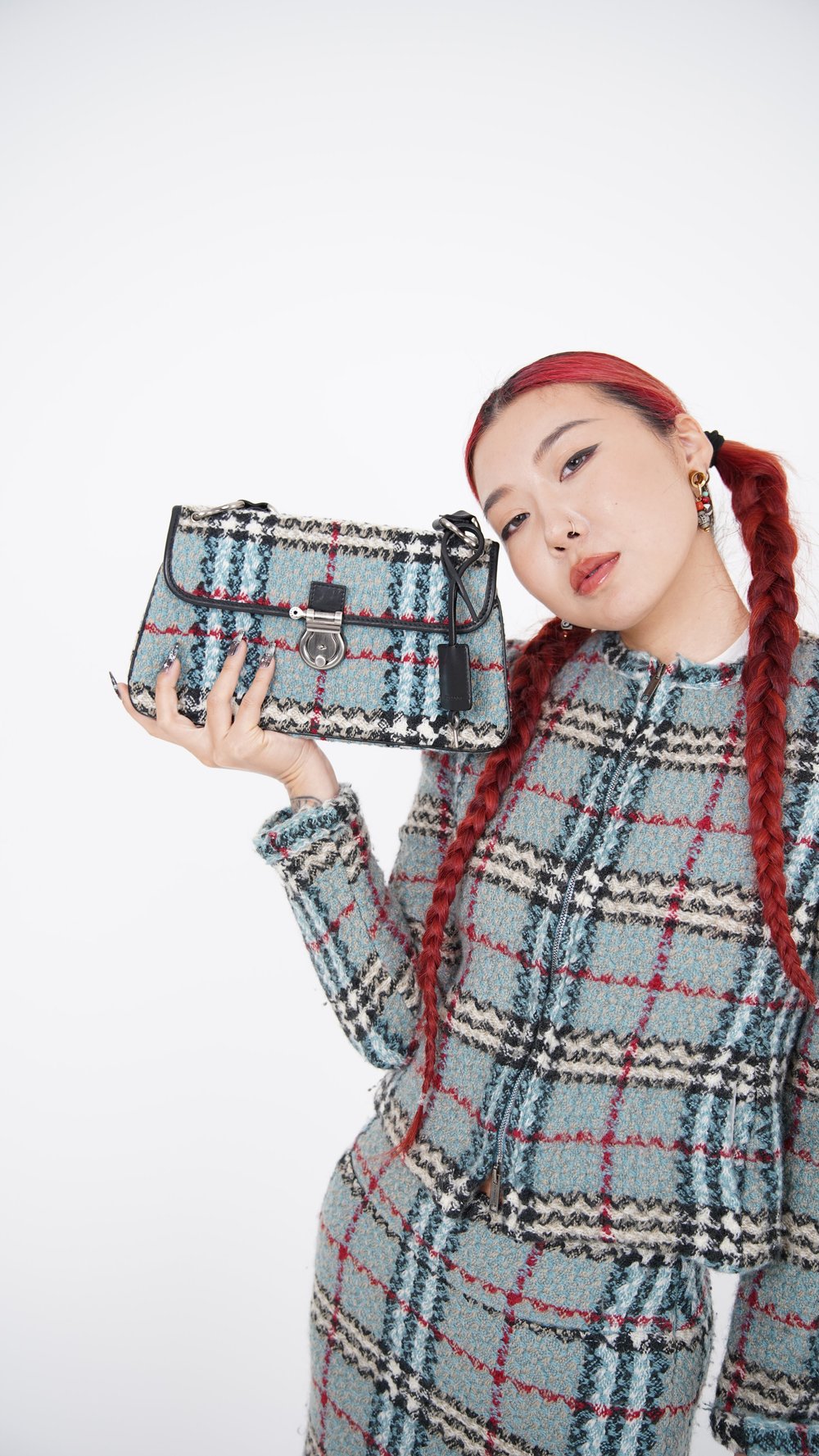 Burberry Blue Check Wool Shoulder Bag — Check It Vintage