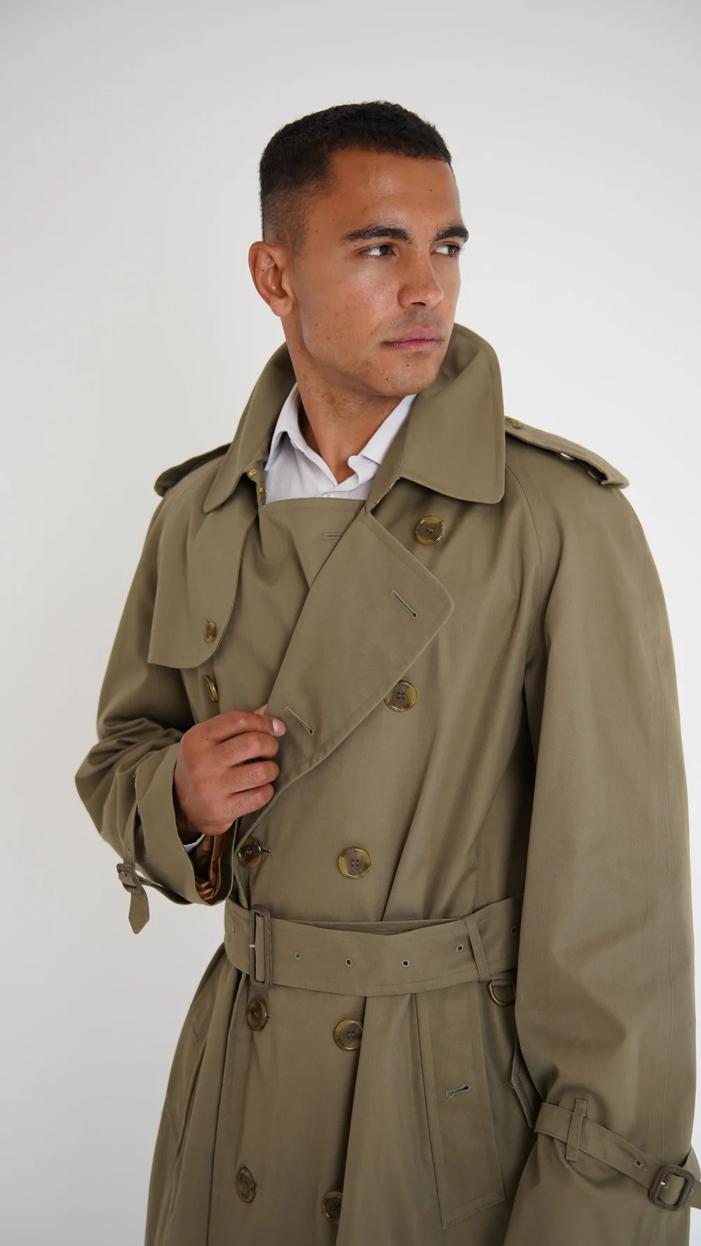 Vintage Burberry Green Double Breasted Trench Coat — Check It Vintage