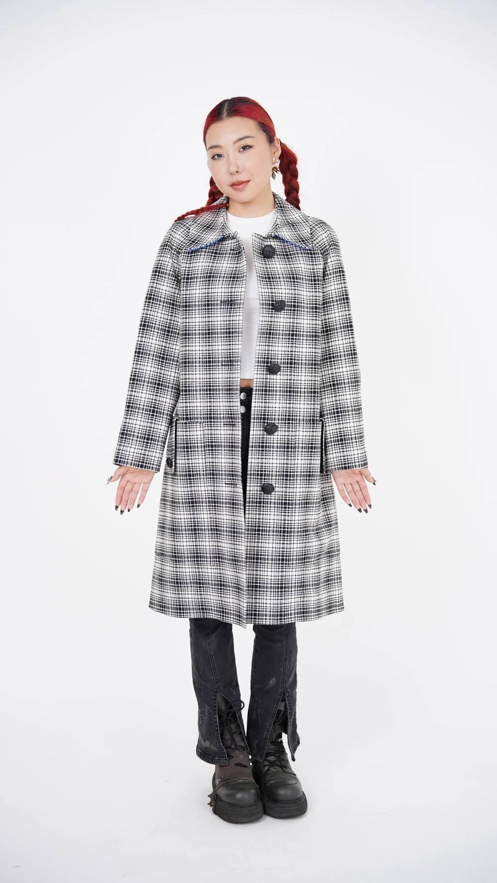 Burberry Black and White Plaid Wool Coat — Check It Vintage