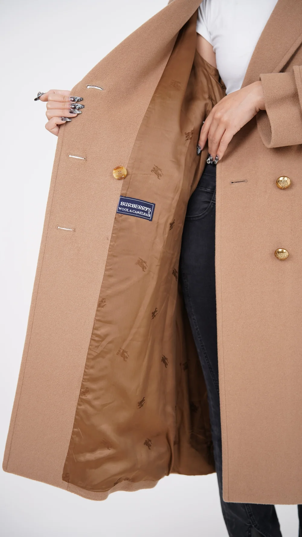 Burberry Camel Wool & Cashmere Double-Breasted Coat — Check It Vintage