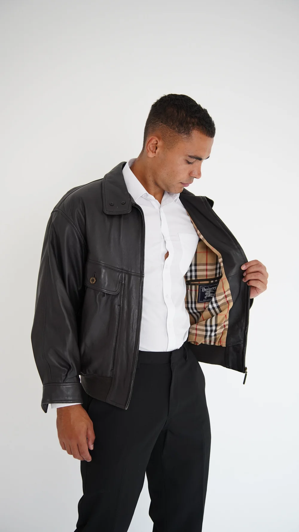 Vintage Burberry Black Leather Jacket — Check It Vintage