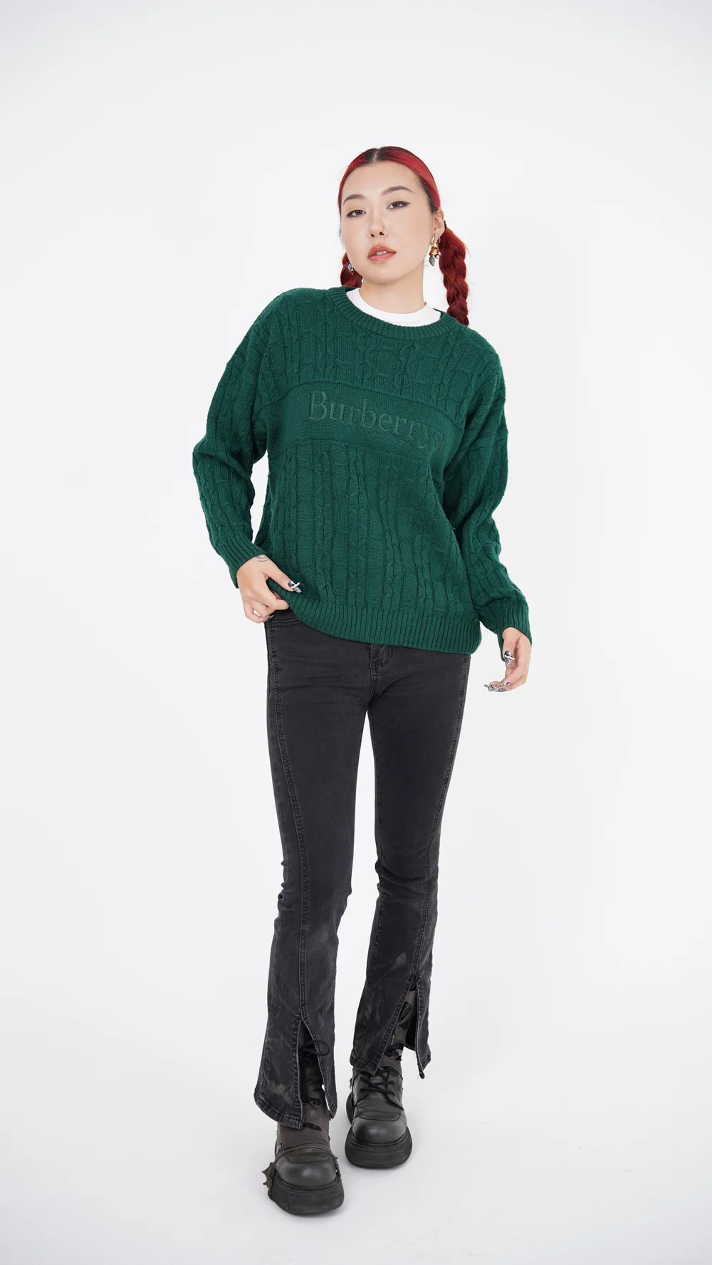 Burberry Green Knit Sweater — Check It Vintage