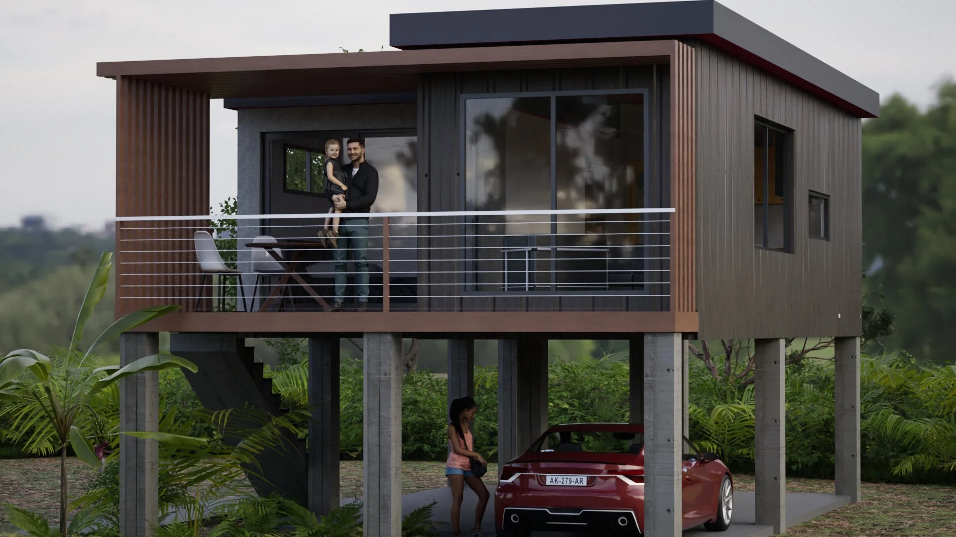 Modern elevated house with a balcony, mid north coast modular homes scconstruction.online