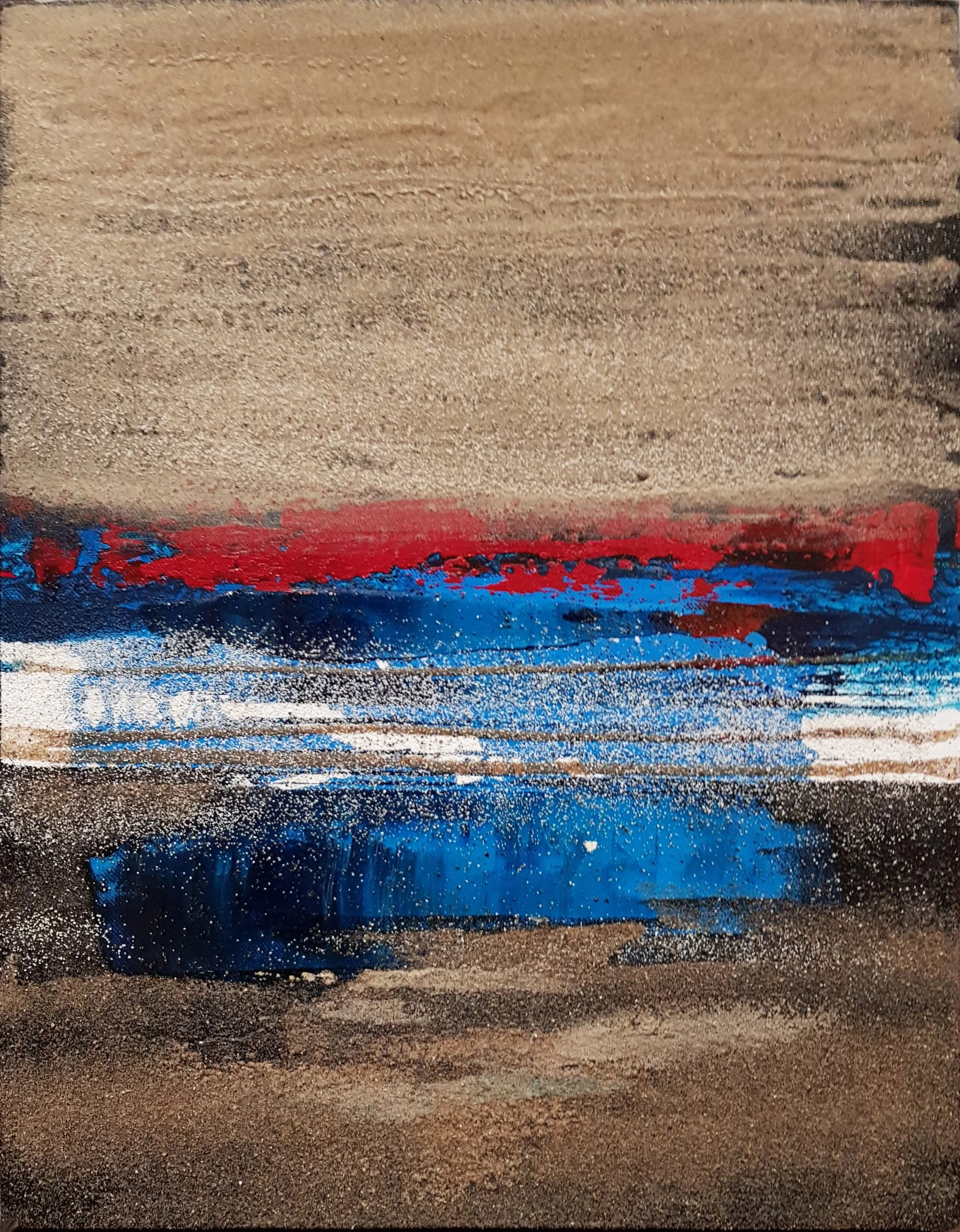 Ocean Blue Yellow Red, 2020, 40x53cm, acrylic, sand on canvas Web.jpg
