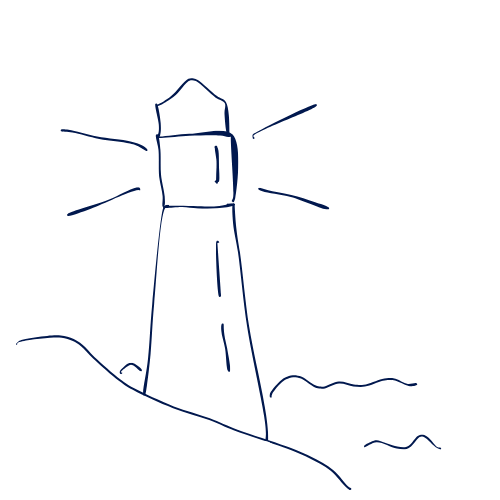 a sketch of a small paper boat floating on ripples with a small star in the sky
