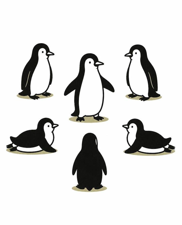 a cartoon version of a group of penguins