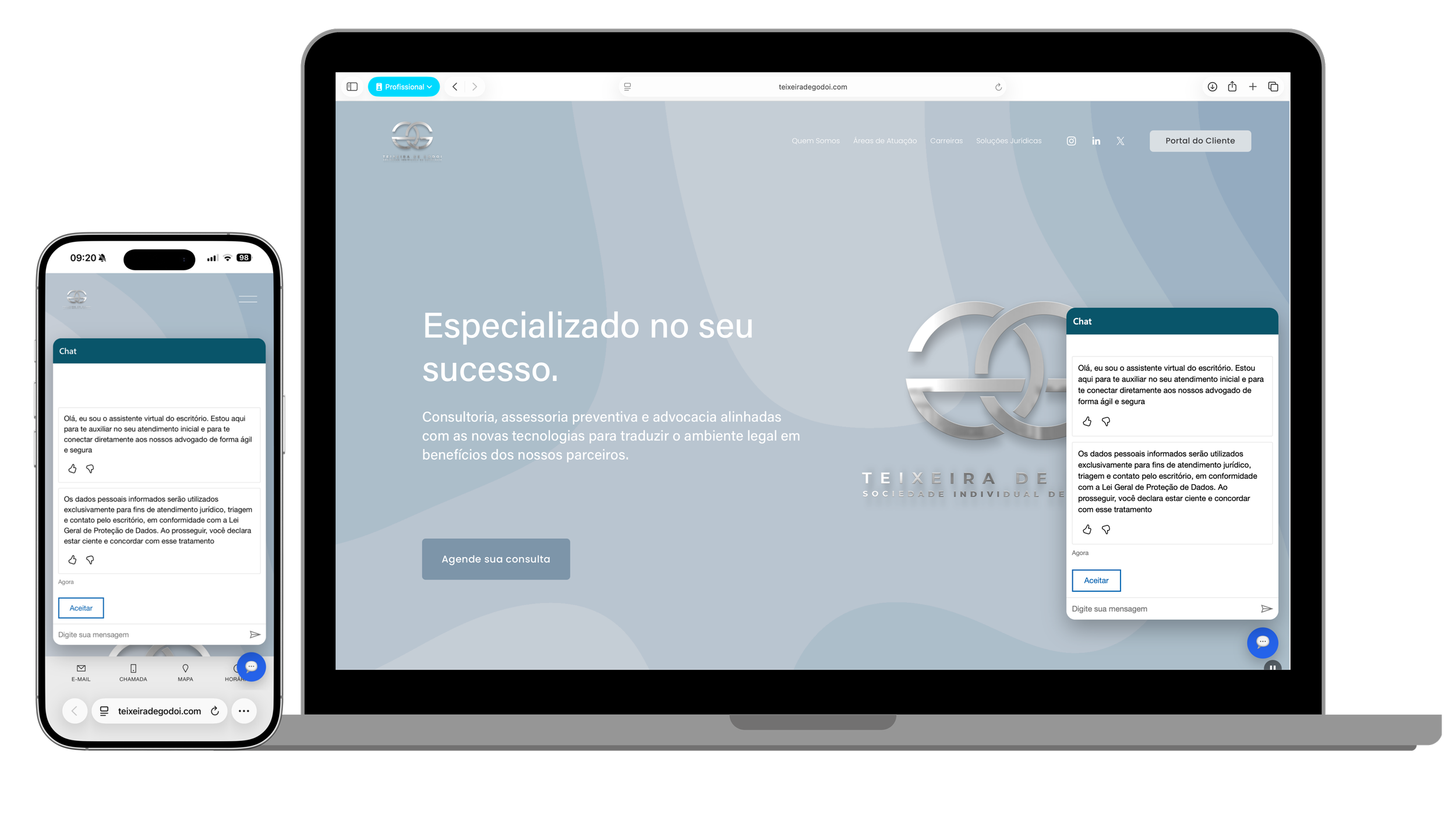 Print de tela do chat no iPhone e no Macbook