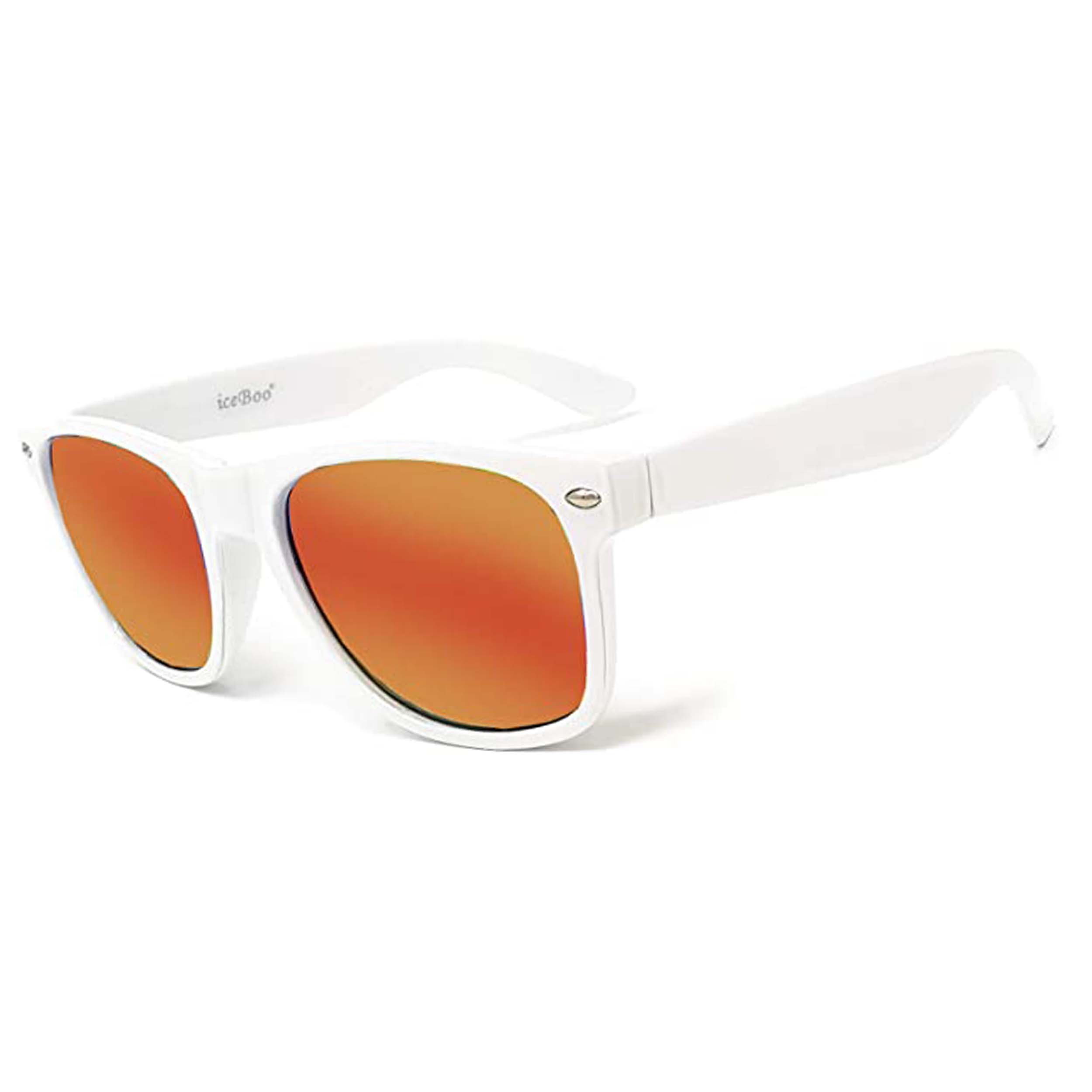WHITE FRAME REFLECTIVE LENS SUNGLASS