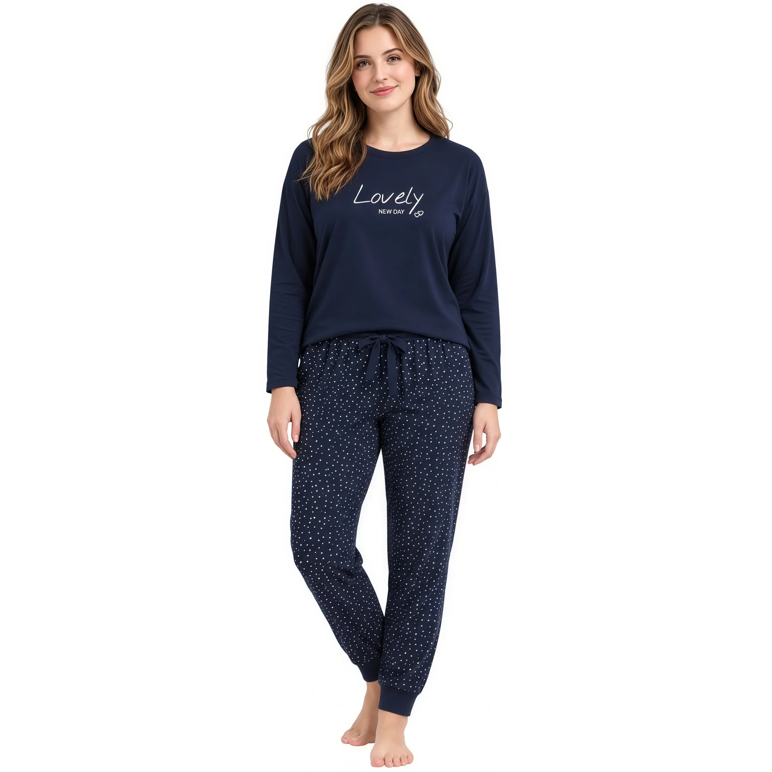 WOMEN’S NAVY STAR & HEART PYJAMA SET – Lovely NEW DAY