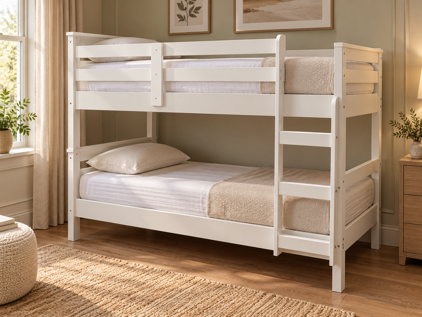 Bunk Beds Cozy Scandinavian White Bunk Bed Bedroom.png