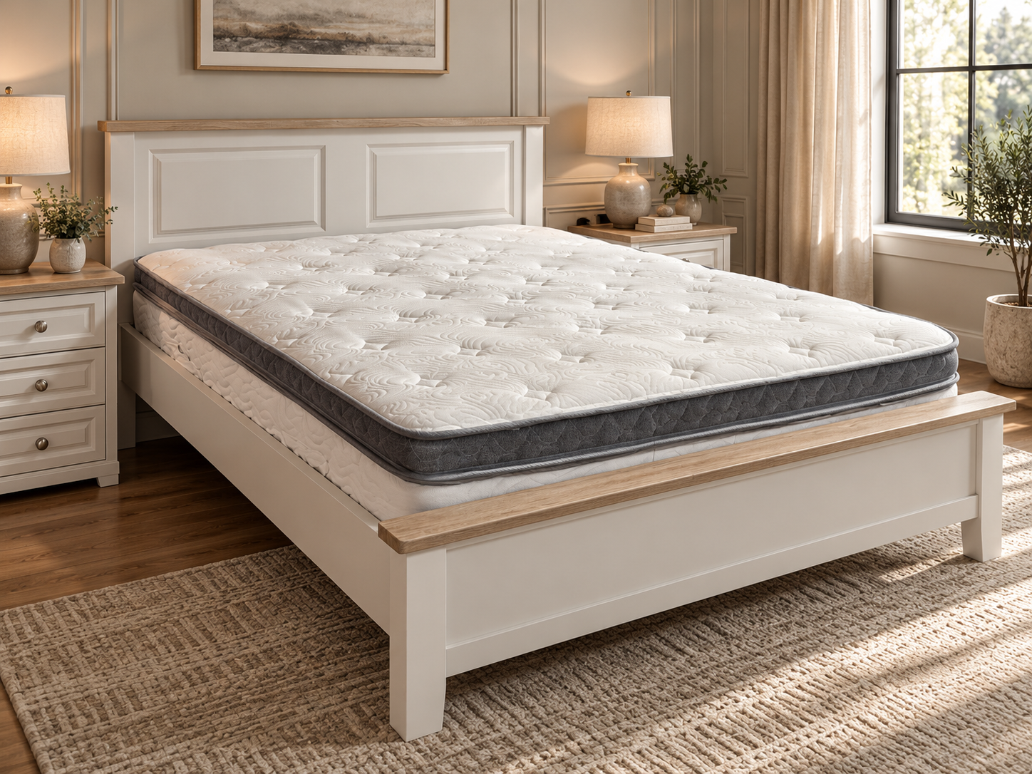 Ashley Mattress Cozy Quilted Bed in Sunlit Room.png