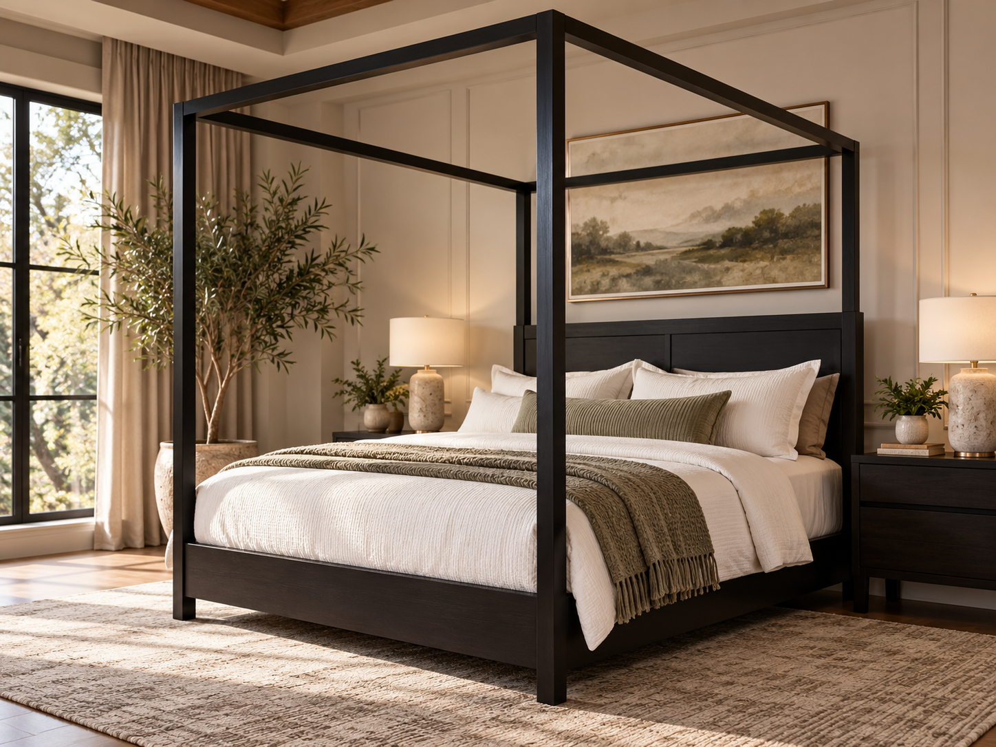 Modern Canopy Bed Retreat 4 POSTERED Bed.png