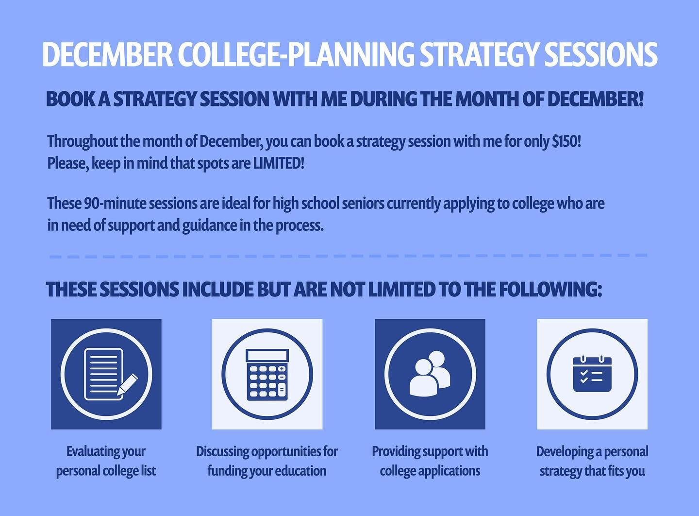 Parents of High School Seniors! If you&rsquo;re student is applying to college and you feel overwhelmed book a strategy session with me today!

To book your session DM me or email info@candacehutson.com