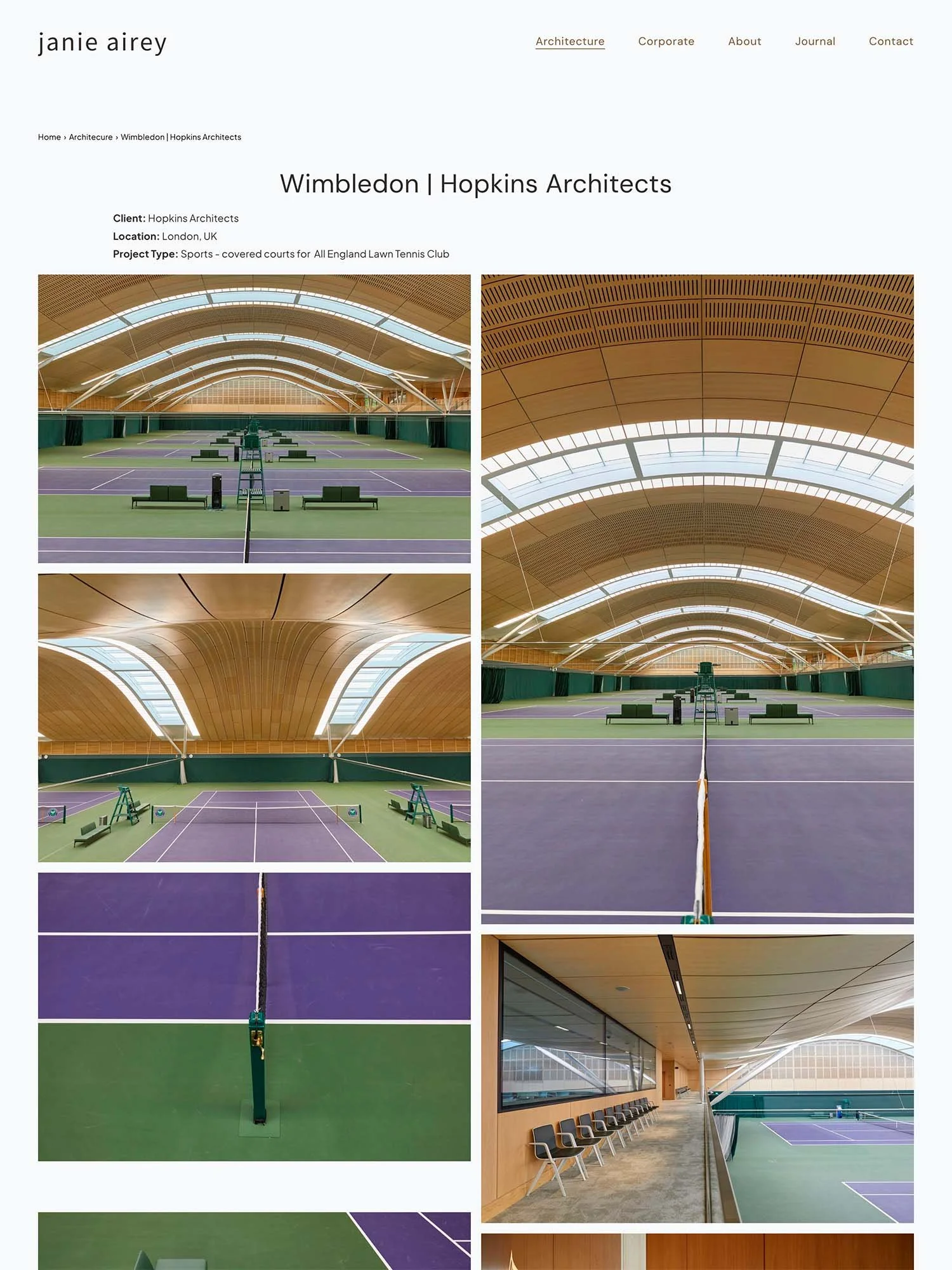 Architectural photography masonry grid showcase on Janie Airey's portfolio