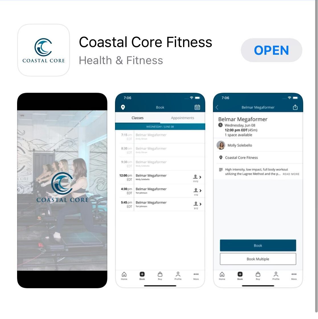 @coastalcore entered the app world!  Download our new app today in the Apple App Store and Google Play Store.  Schedule classes, purchase class packs, gift cards and more!