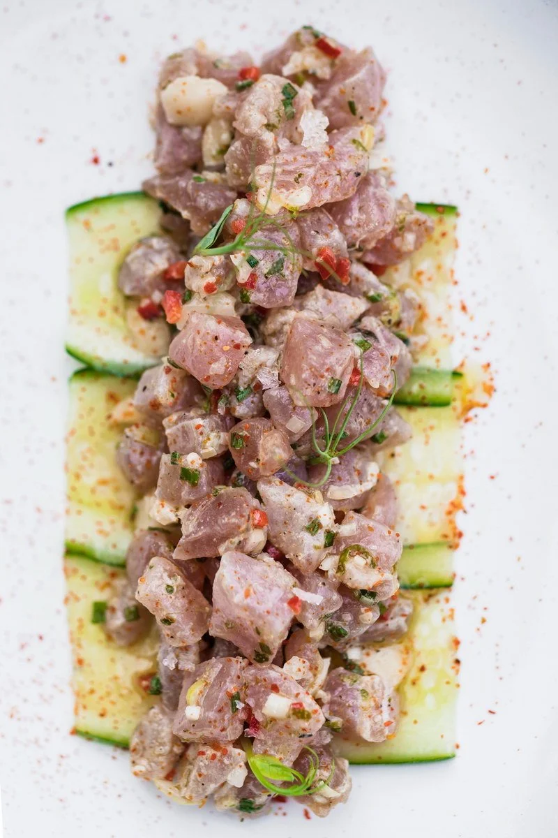 Yellow fin tuna tartar/ Compressed cucumber