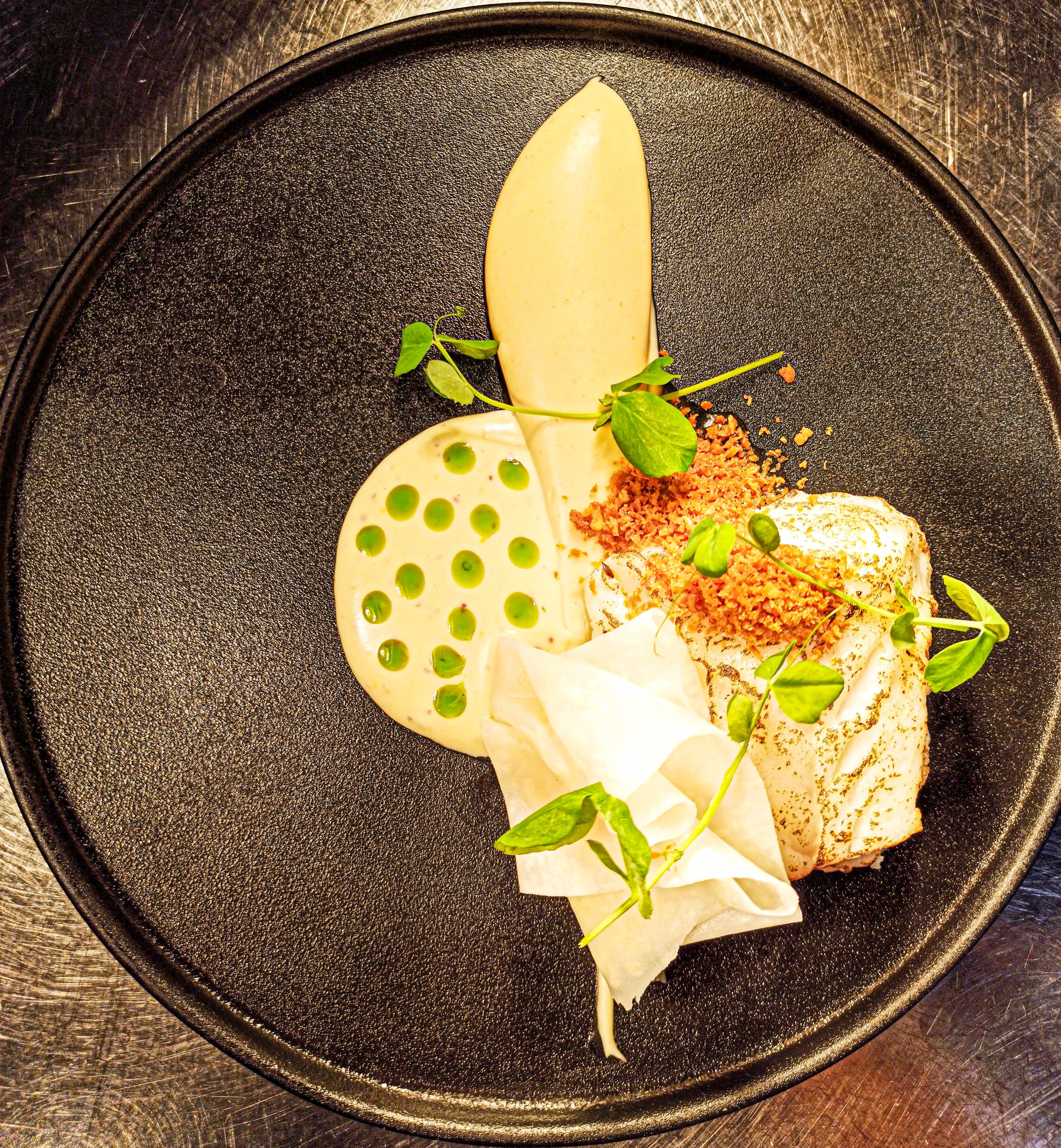 Norwegian Cod / Celeriac in textures / Garum beurre blanc