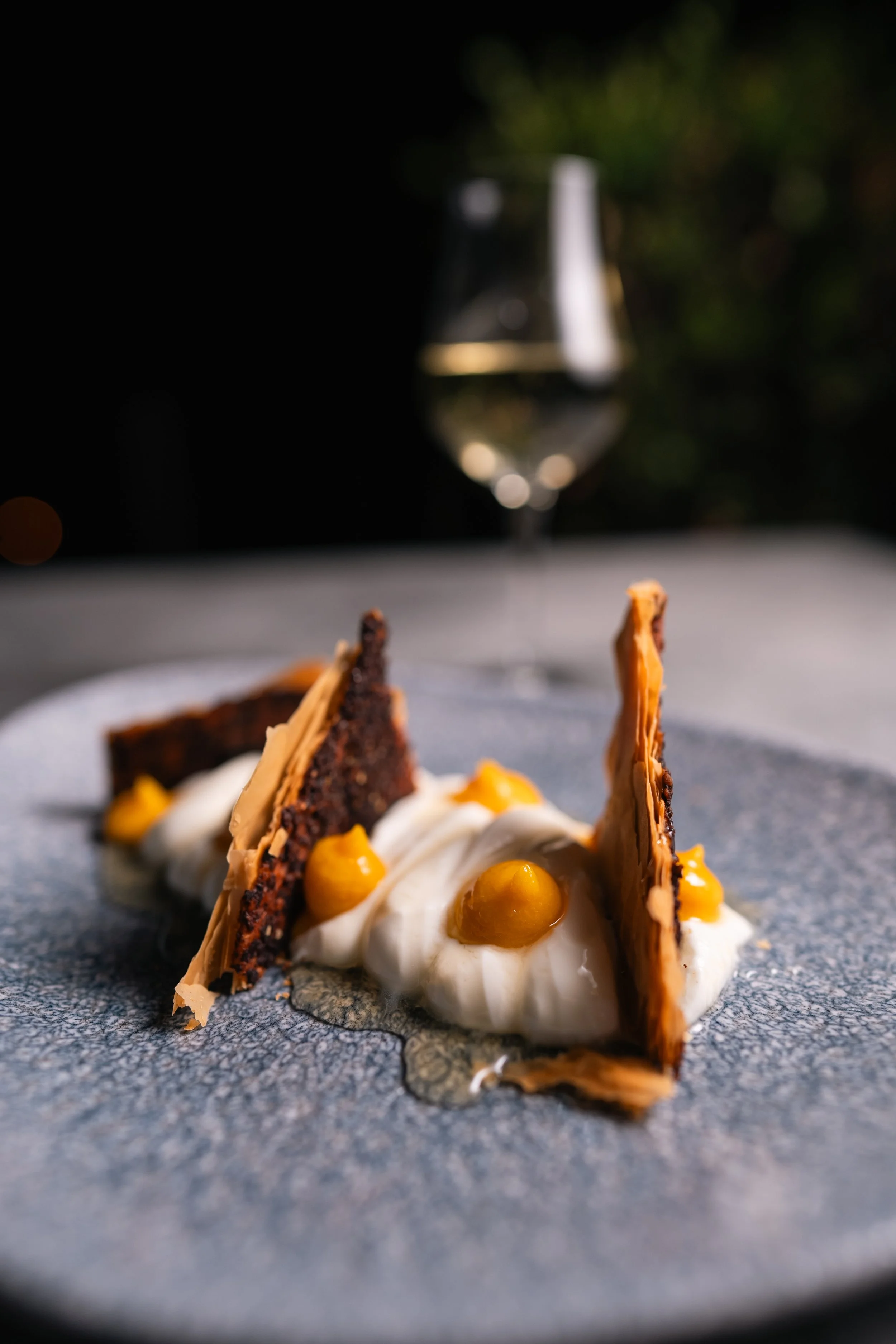 Goat's yoghurt / kumquat cream / crispy puff pastry / burnt thyme honey