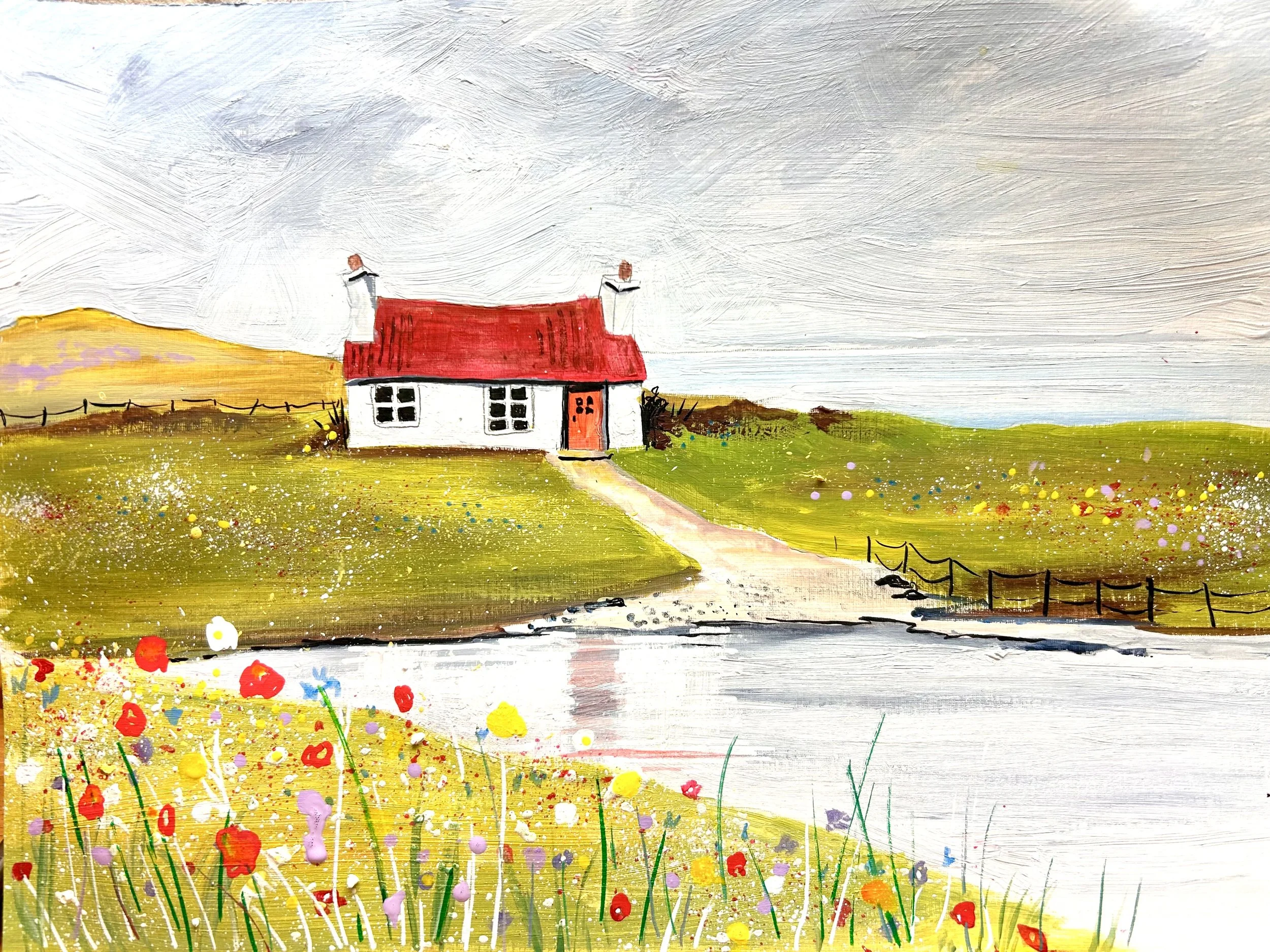 Lake side cottage acrylic paint & sip image