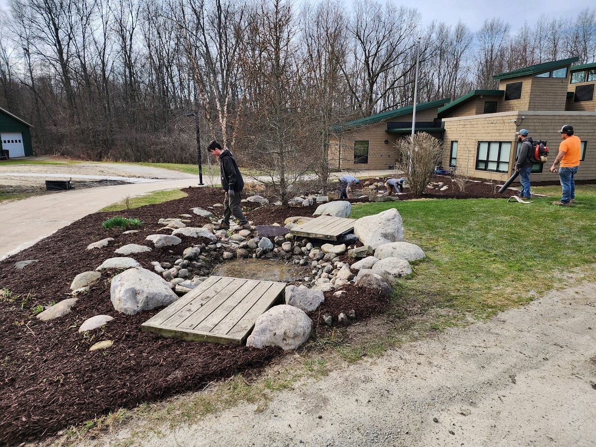 Nice work, Mack &amp; team! 

Over the weekend Justin, son Mack, and a few of our team members spent some time cleaning up the &rdquo;frog pond&rdquo; at Goodwillie Environmental School. Great work, guys!