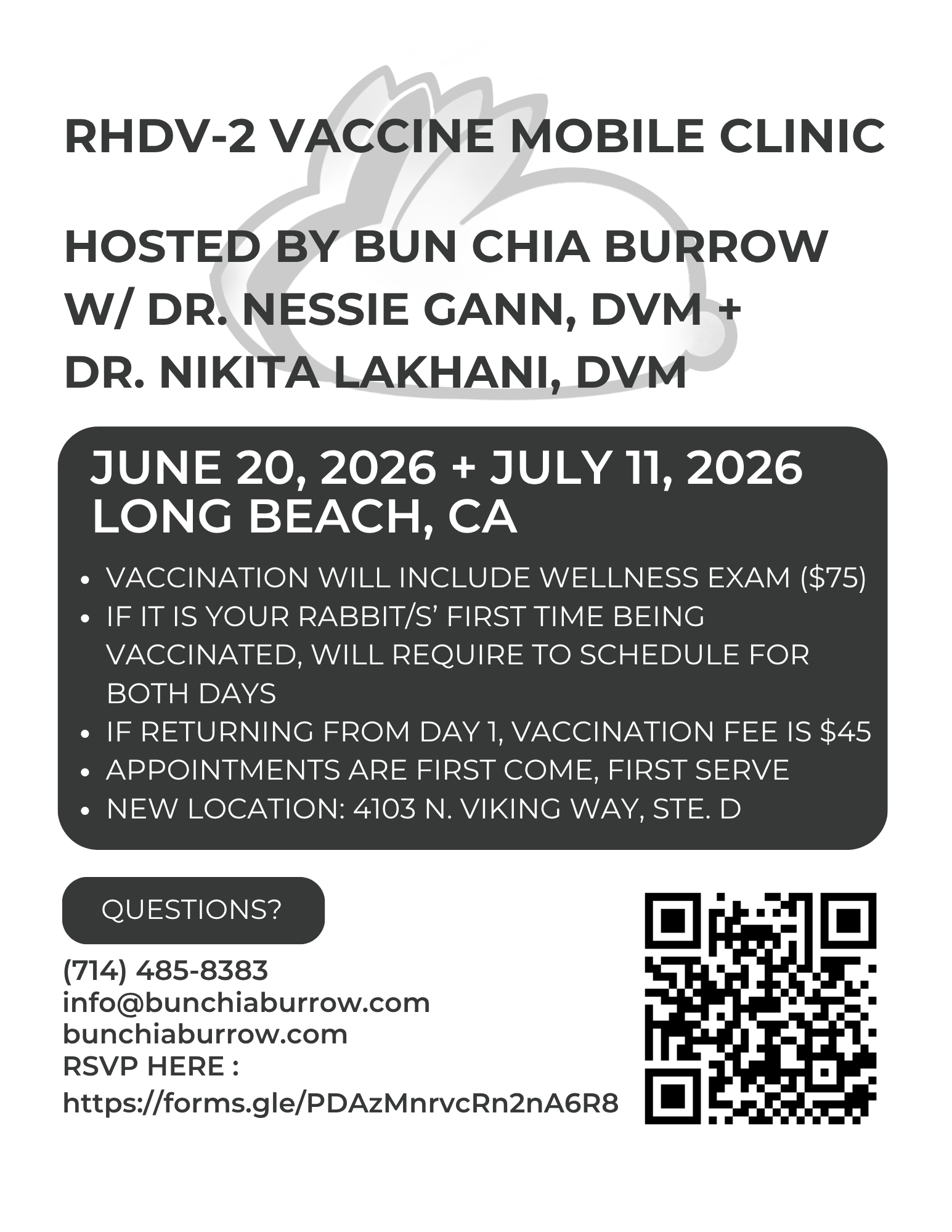 Low Cost RHDV-2 Vaccine Clinic: Dose 1, Day 1