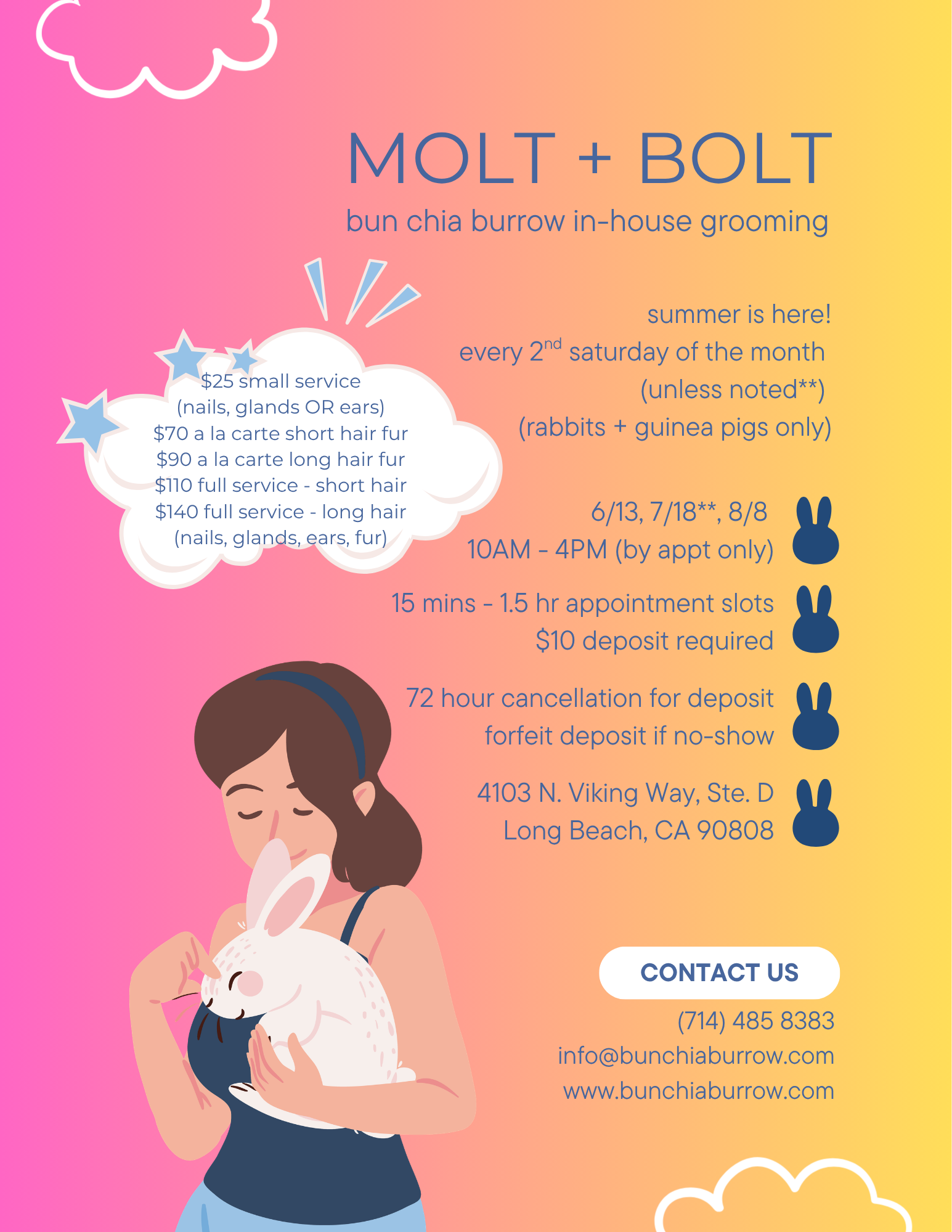 Summer Molt + Bolt: Monthly On-Site Grooming Clinic