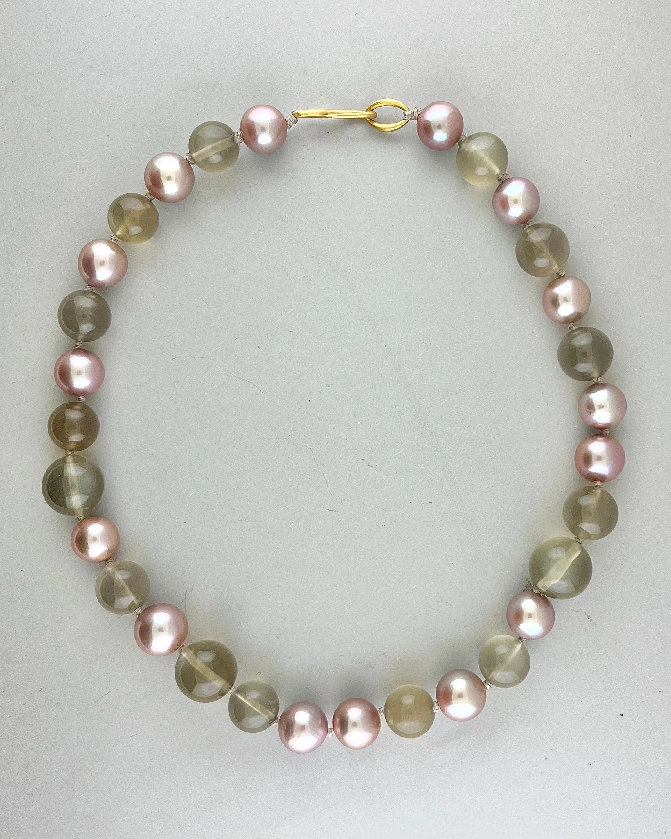 Pink Pearl and Brown Moonstone Necklace