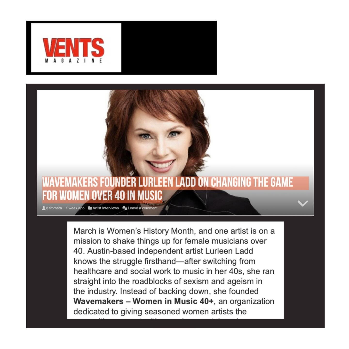 Thank you @ventsmagazineusa @empktmediainc for the feature! 📖🎼👓

March is Women&rsquo;s History Month, and one artist is on a mission to shake things up for female musicians over 40. Austin-based independent artist Lurleen Ladd knows the struggle 