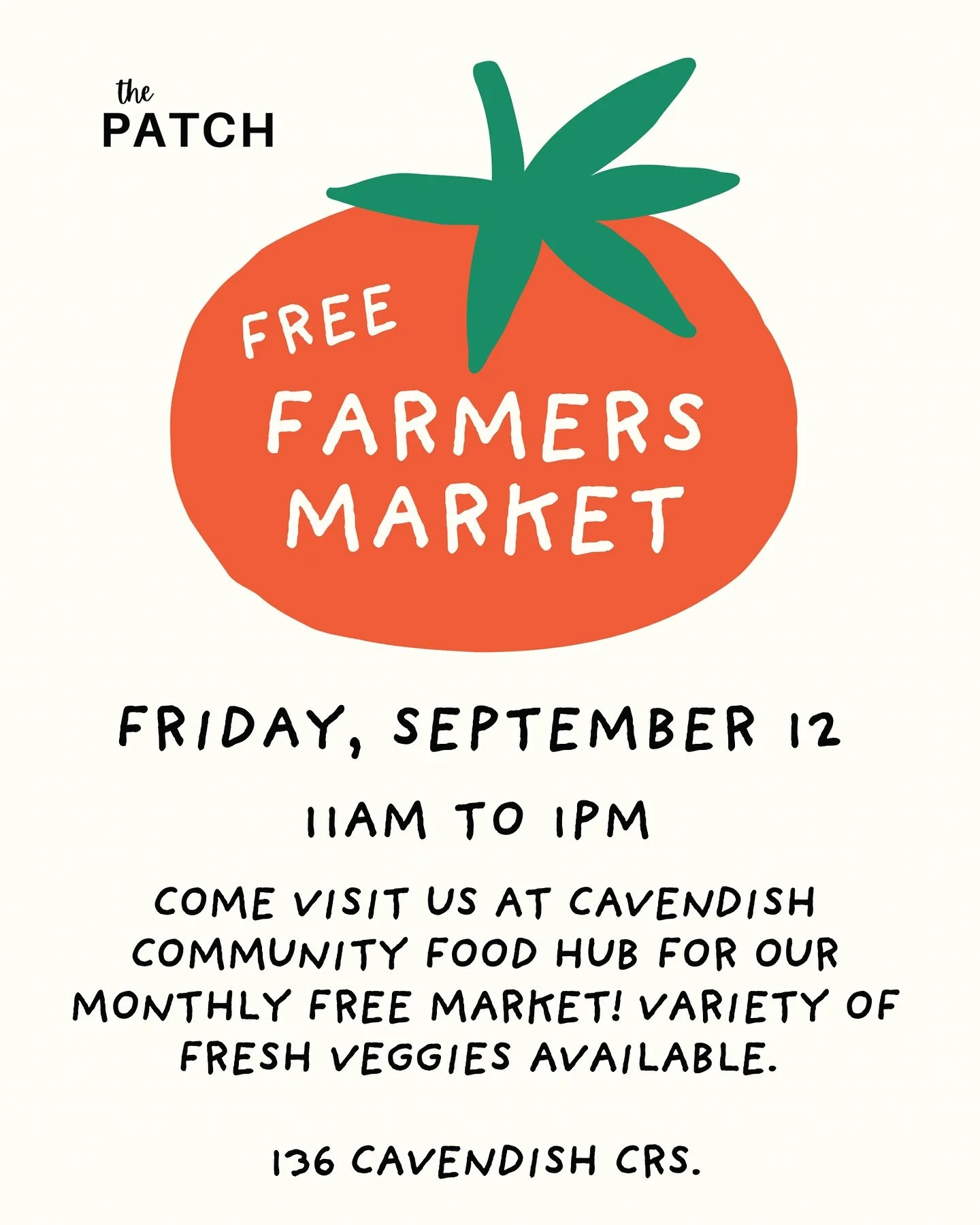 Tomorrow! 🍅🌶️🥕🥬🥒🌽🥔 We&rsquo;ll be hosting our FREE community pop-up market for the month of September at the Cavendish Community Food Hub from 11am to 1pm ~

There will be a variety of fresh vegetables provided by Urban Roots London and topped