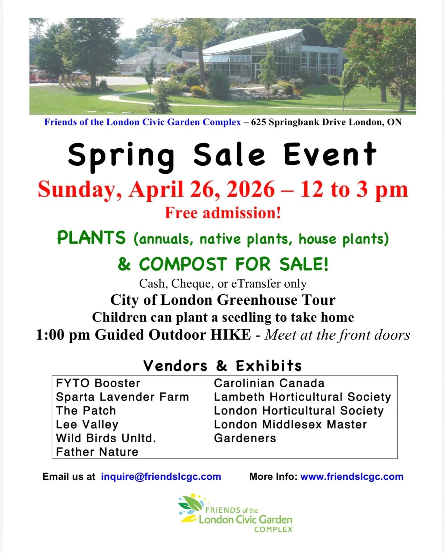 Spring is here and so is the Friends of the London Civic Garden Complex Spring Sale! 🌷 

They&rsquo;ve been a huge support to us, and other non-profits in the area by providing seedlings for our spaces and this fundraiser helps them keep growing and