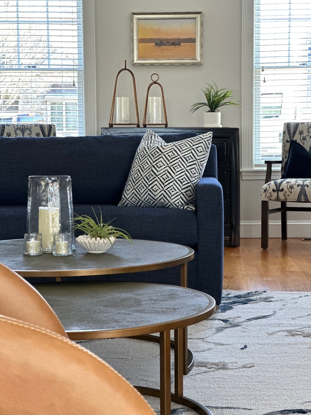 Goodbye vanilla. Gave this Living Room mixed materials patterns and materials to spice it up.

#livingroom #familyroom #modernfamily #authenticdesign #homedesign #navy #cozyhome #pattern #color #swivel #modernliving #newnenglandhome #pattern #coastal