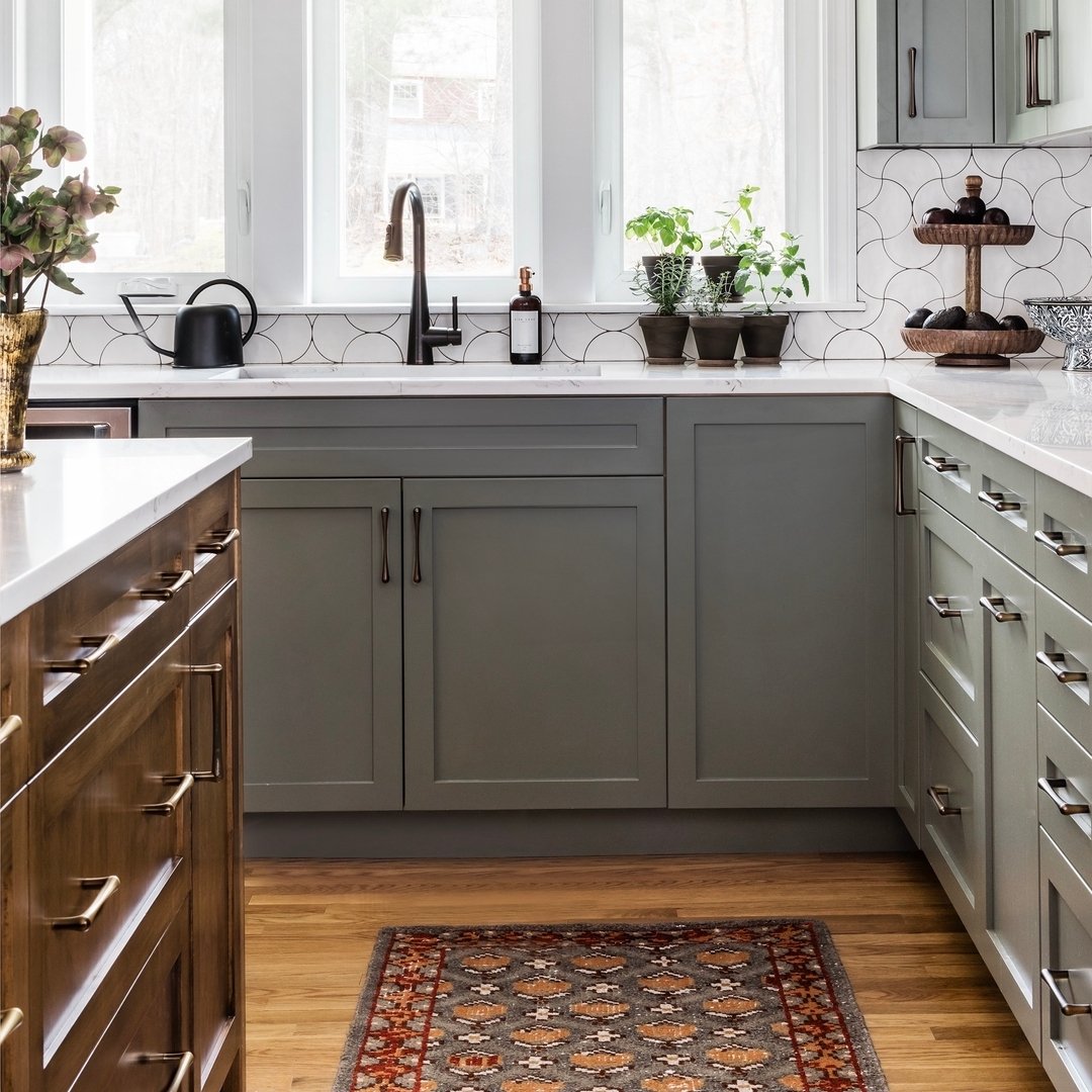 So much time spent in the Kitchen. Some before and after views of this overhauled heart of the home.

Design: @thekindreddesigns
Contractor: @sagamoreselect
Photos: @joyellewest

 #greencabinets#kitchen #kitcheninspo #kitchendesign #woodisland #kitch