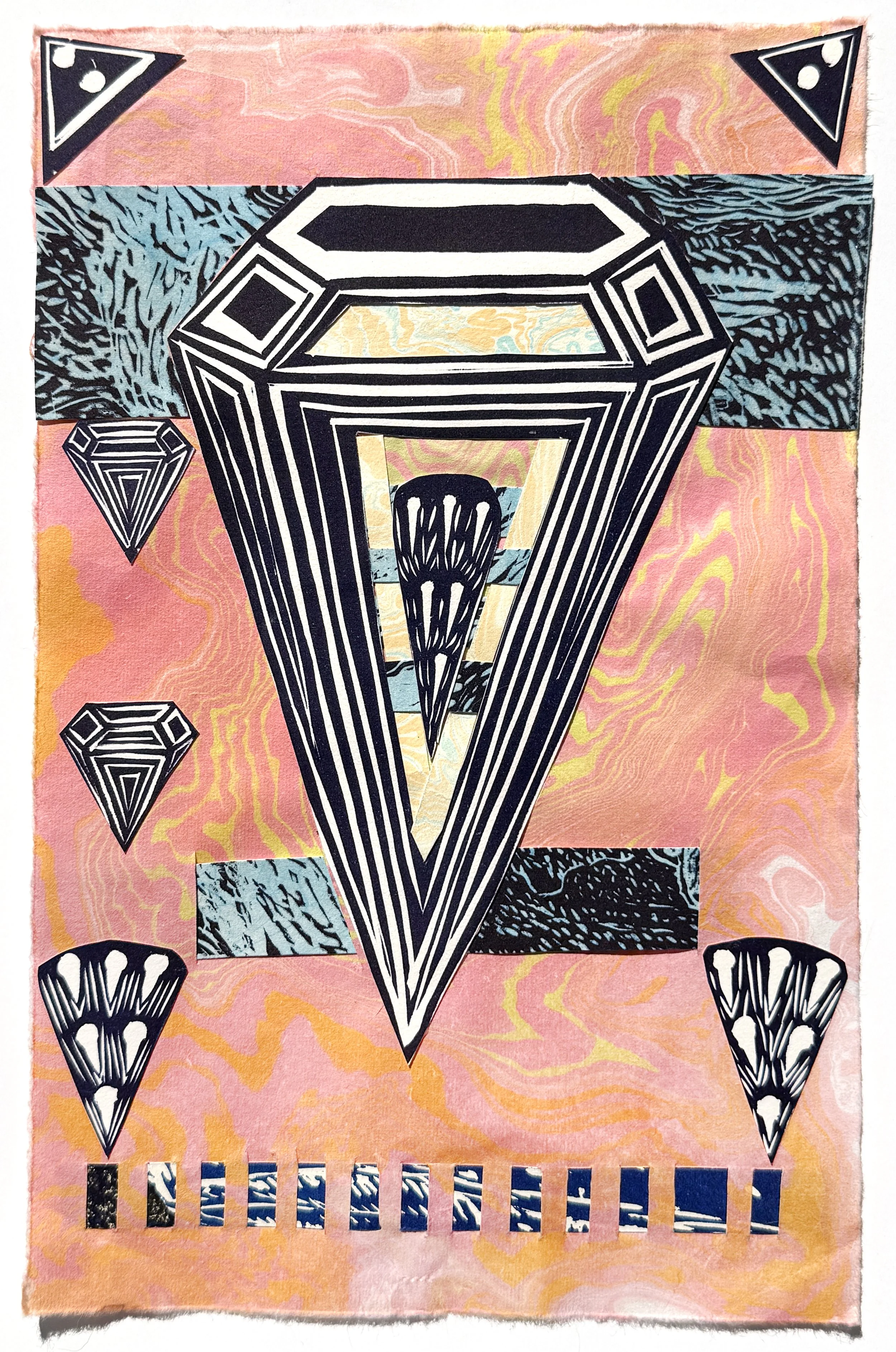 Pink Waves
Hand Woven Linoleum Block Print
14" x 11" 
2026