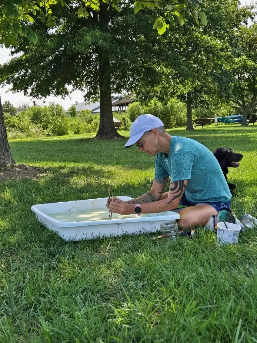 Suminagashi marbles at the Chester River