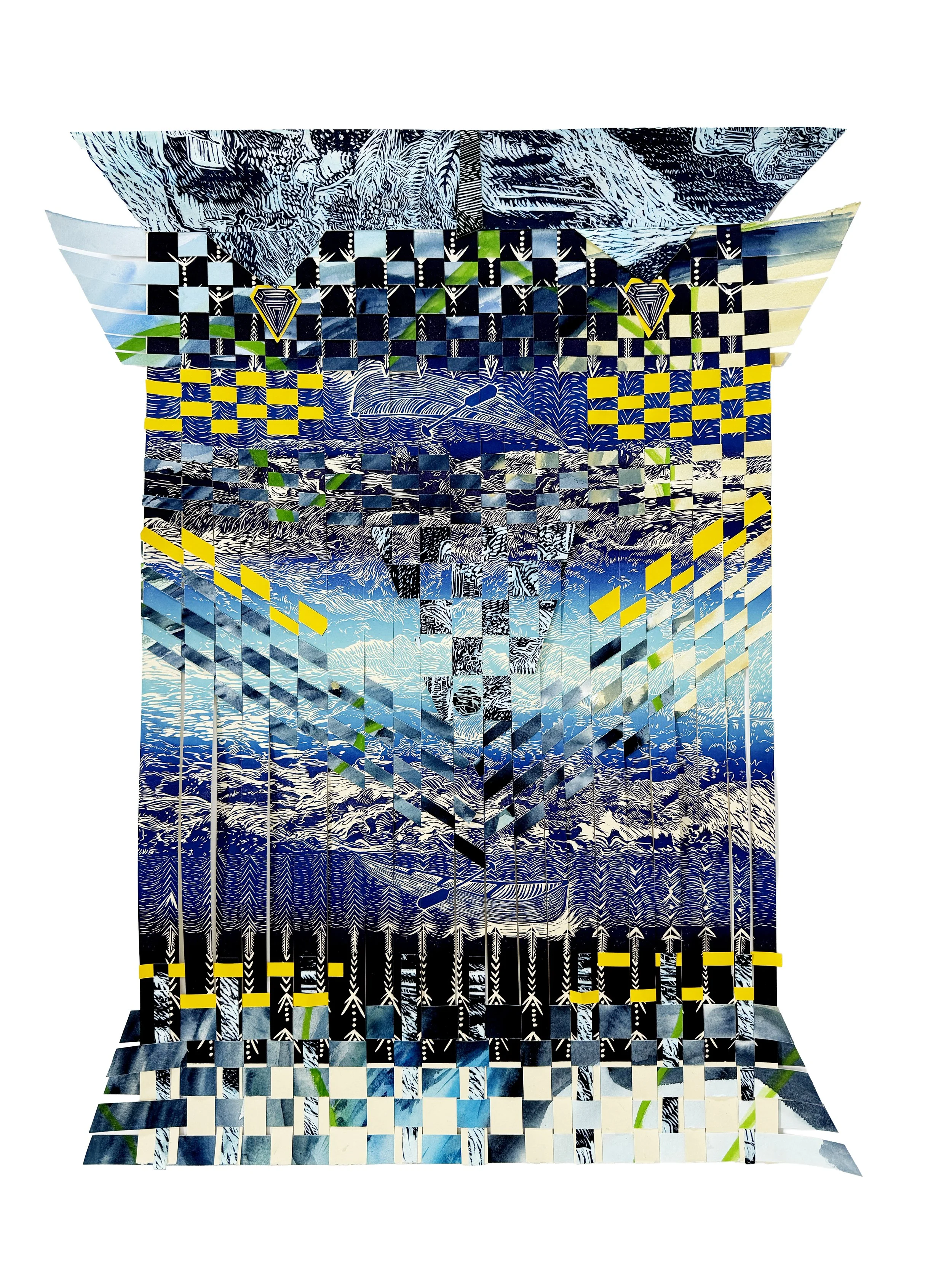 Sunset over the Ocean
Hand Woven Linoleum Block Print
30 x 22.5 in
2026