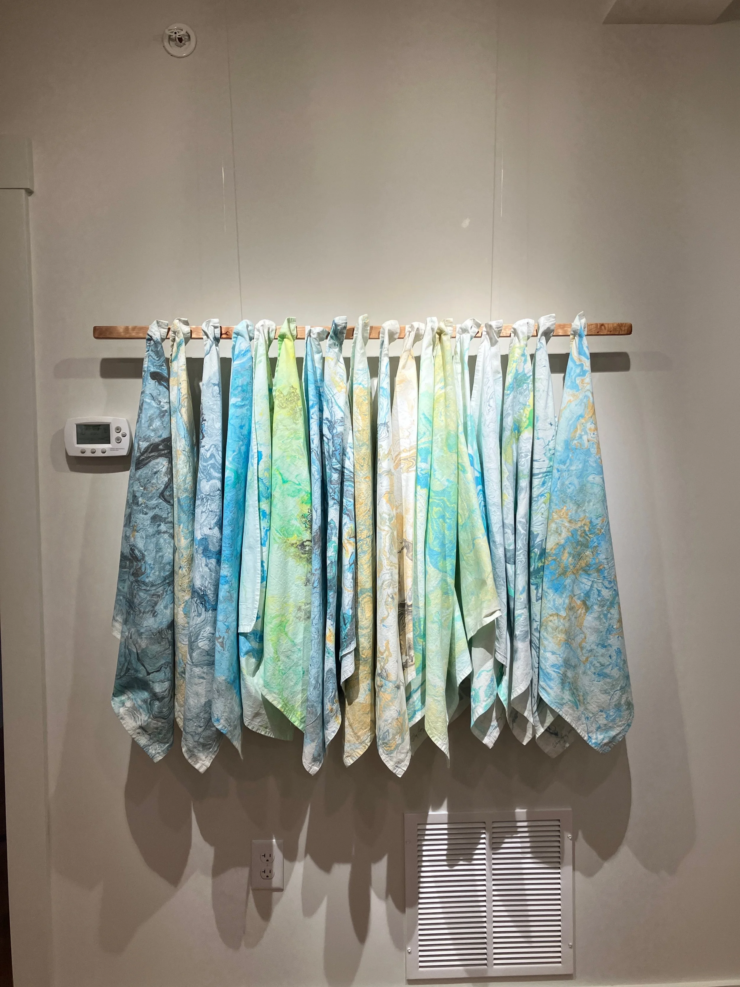 Hung out to Dry, Suminagashi Marbled Tea towels using Chester River Water