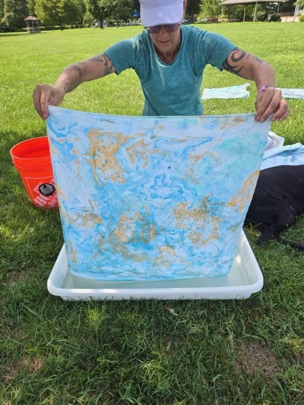Suminagashi marbles at the Chester River