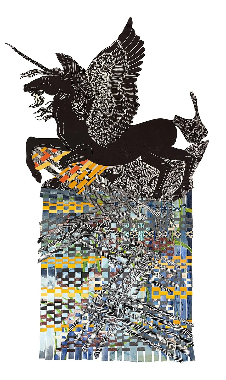 Flying Through the Night
Hand Woven Linoleum Block Print
46 x 26 in
2026