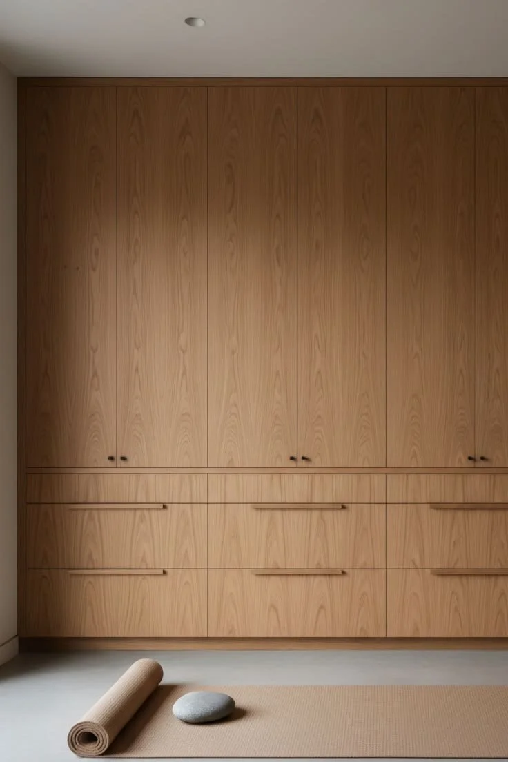 Home workout studio with custom built-in wood storage.jpeg