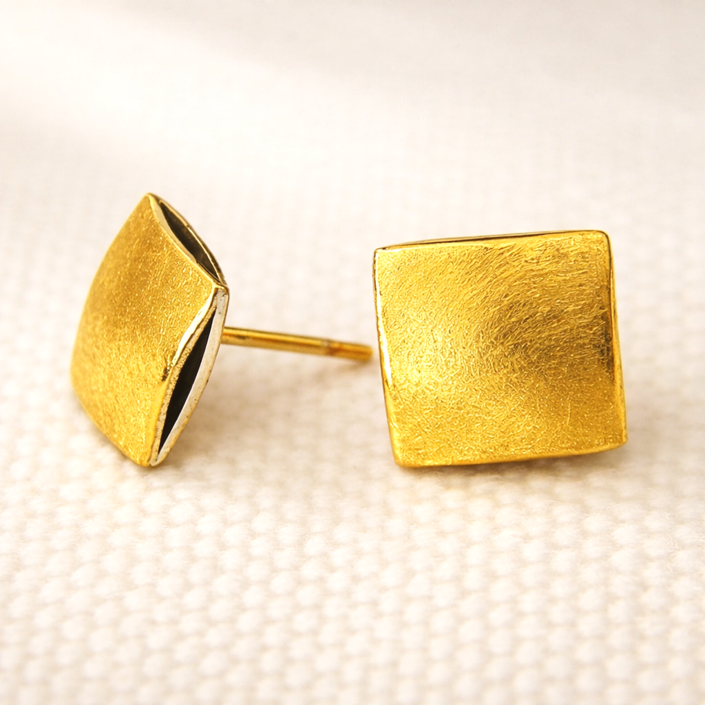 Exquisite 24k Gold Puff Earrings