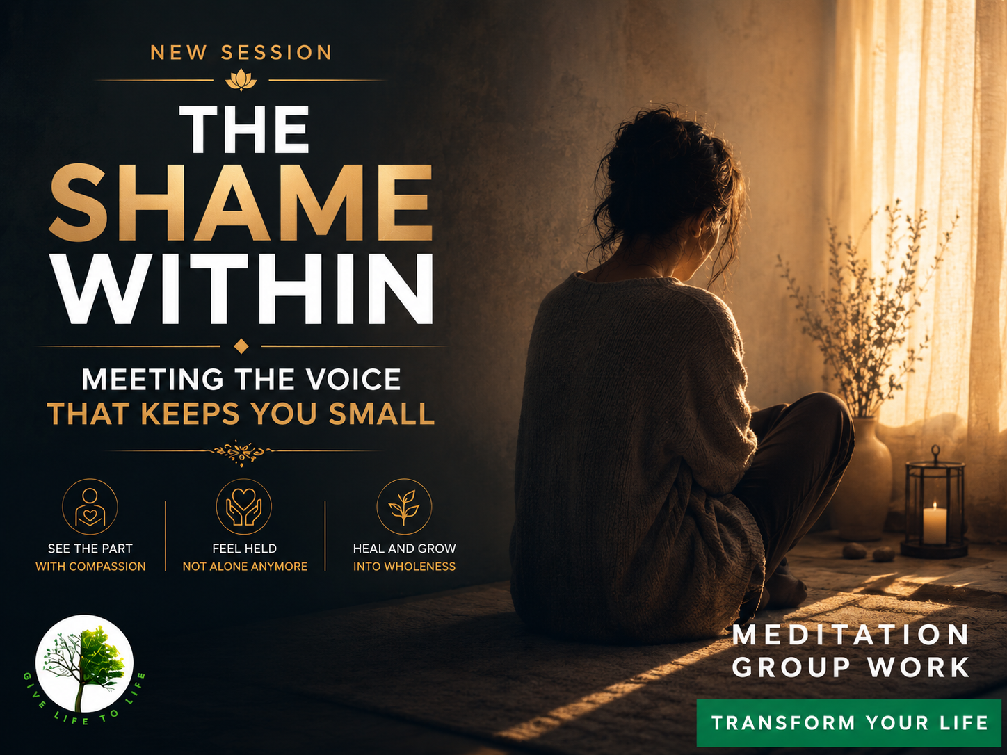 A guided session on shame, the inner critic, and the voice that keeps you small. Teaching, inner work, and sound healing — turning toward what judges with curiosity rather than force.