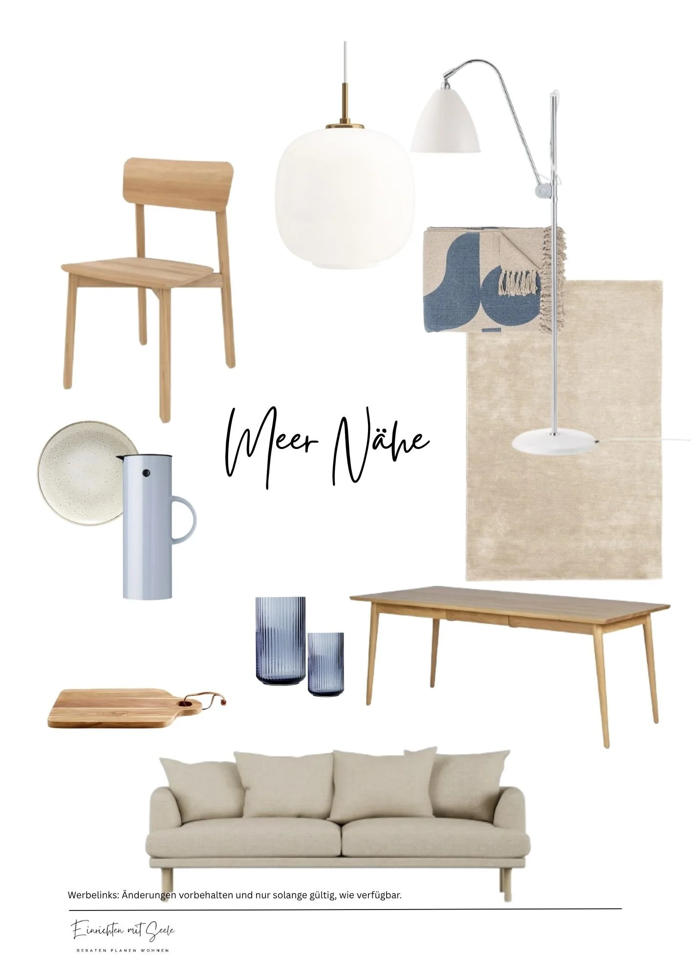 Skandinavisch Coastal Interior – Beige &amp; Blaue Wohnideen für mehr Ruhe