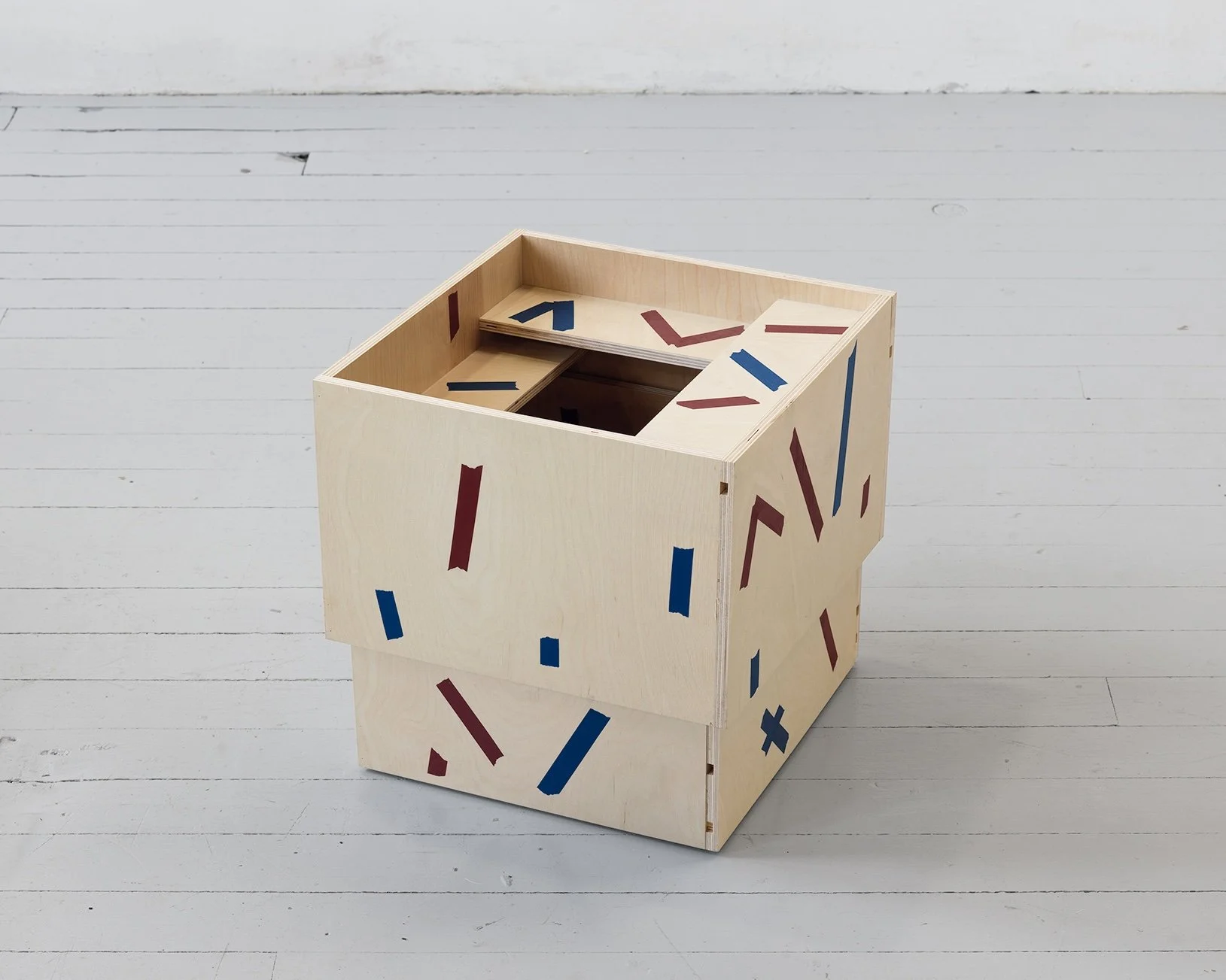 Tbox 3, 2012, birch plywood and oil paint, 15 x 14.25 x 14.25 inches. Collection of Marlene Meyerson