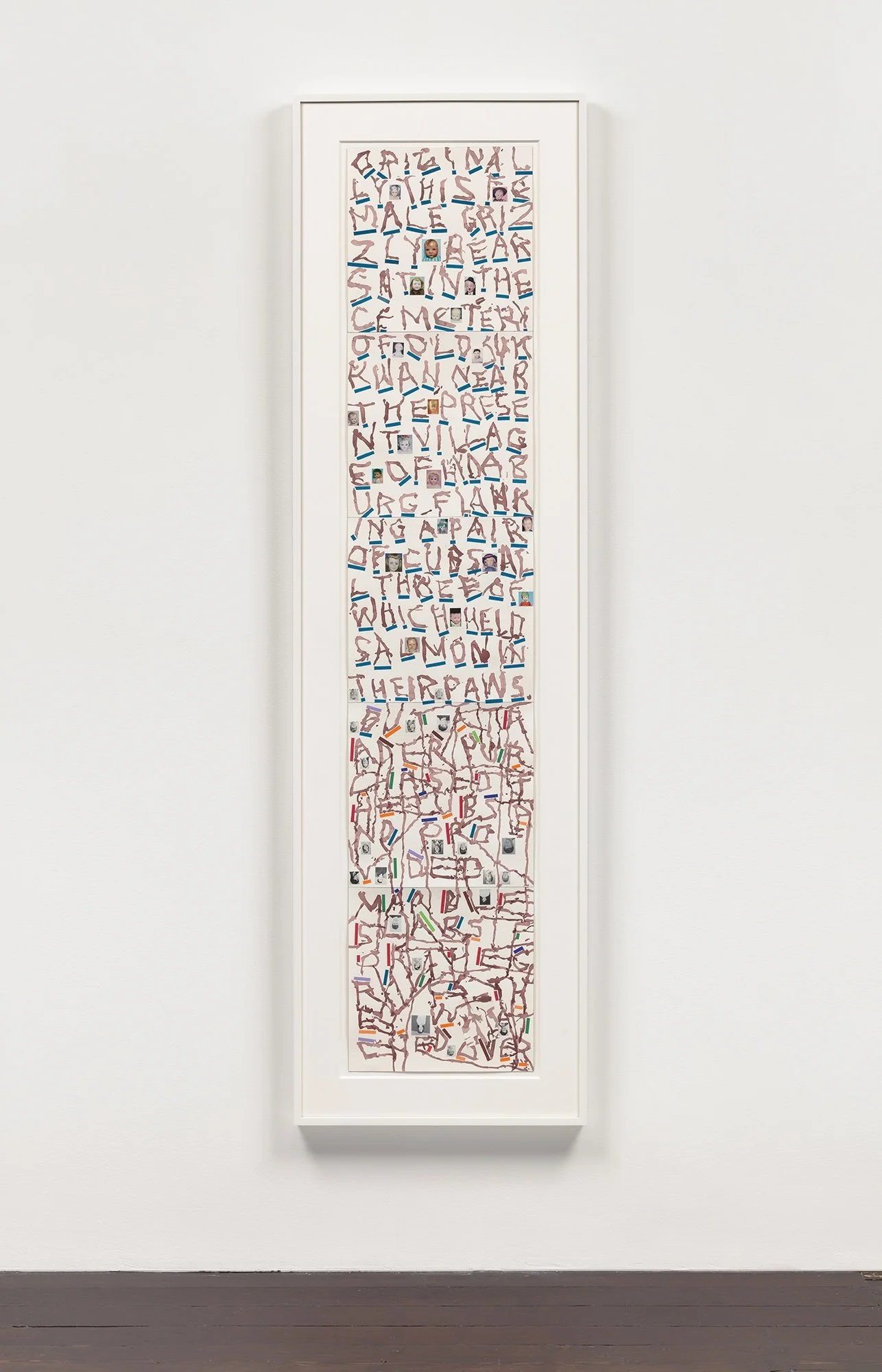 Originally This Female Grizzly, 2010, watercolor, gouache, and collage on paper, 60 x 16¼ inches