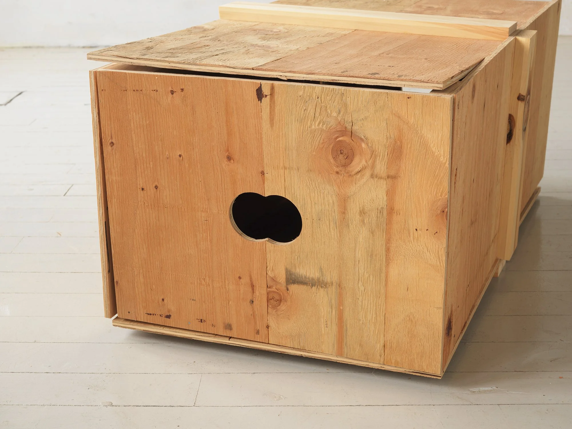 Swordfight, 2006, plywood and pine, 15 x 20 x 33 inches, another view close up