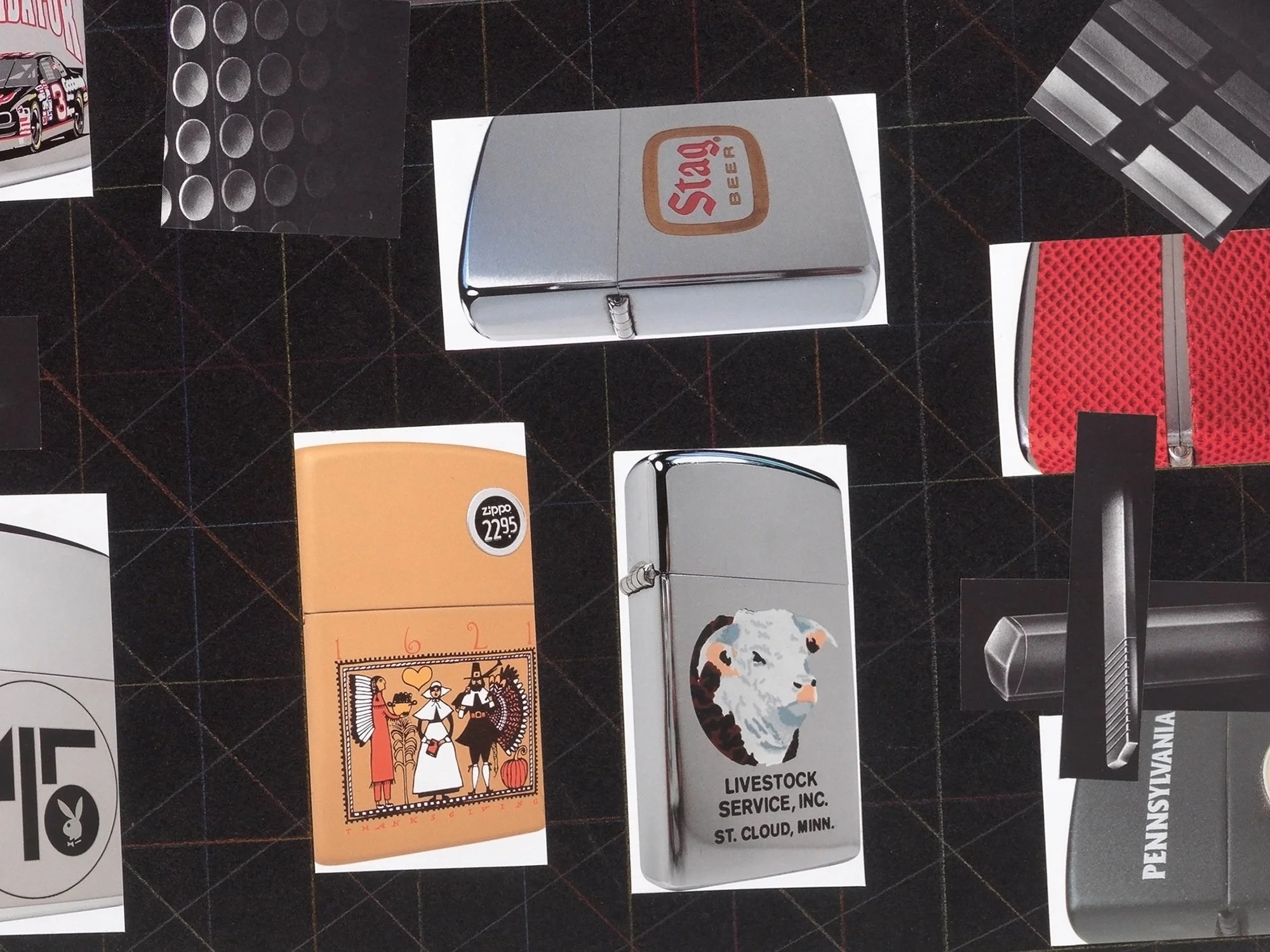 Zippo, 2013, colored pencil and collage on black paper, 22 x 30 inches, detail 2