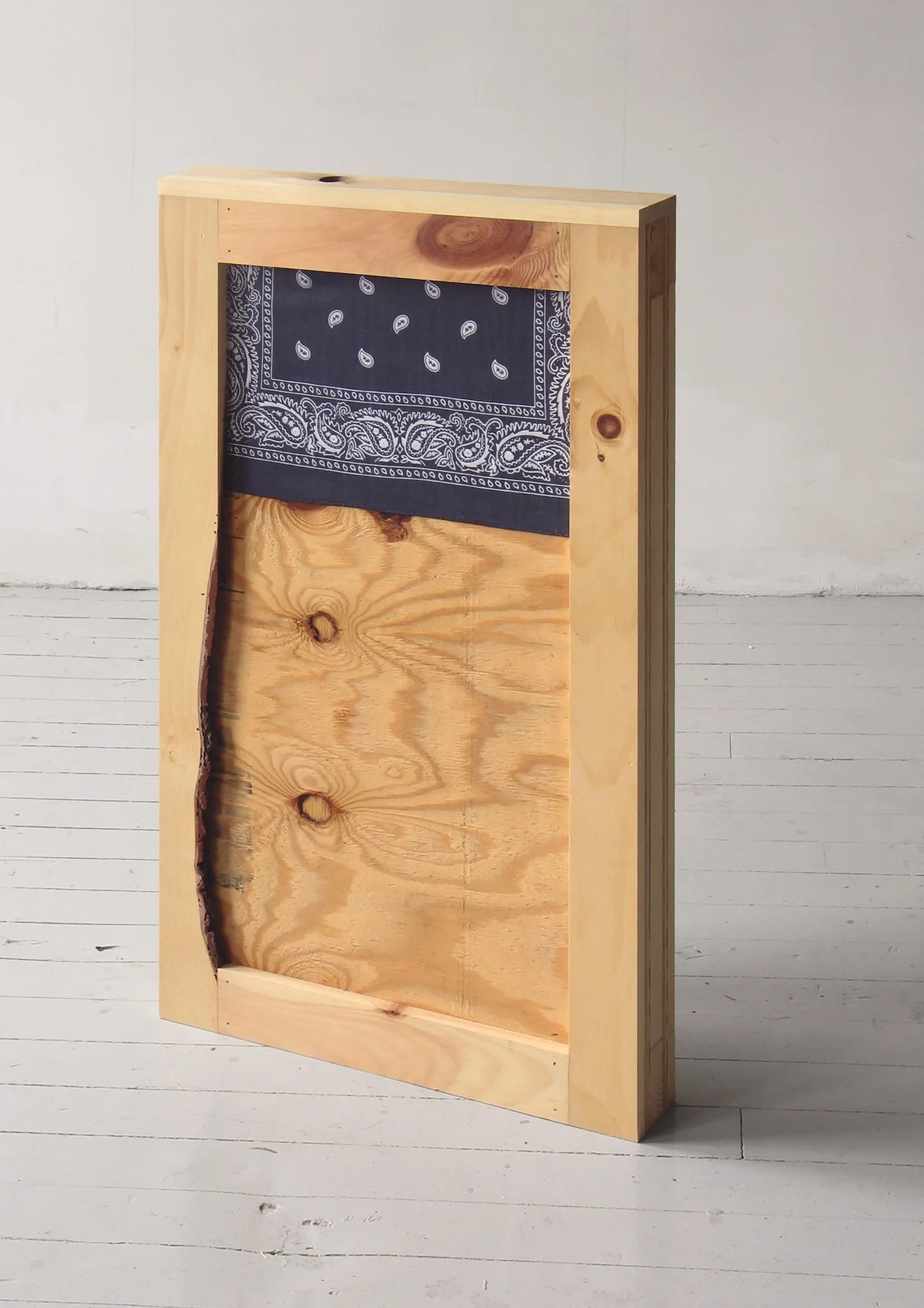 Moses Lake, 2006, pine, plywood and cotton bandana, 42 x 21 x 4 inches